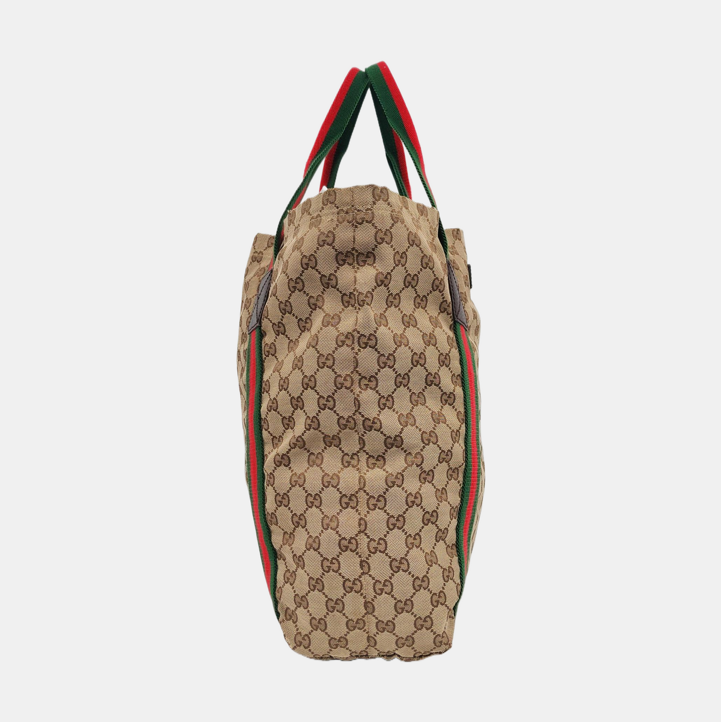 GUCCI Diaper Brown Canvas Monogrammed Striped Webbing Handbag Shoulder Bag-(SKU)-960138854
