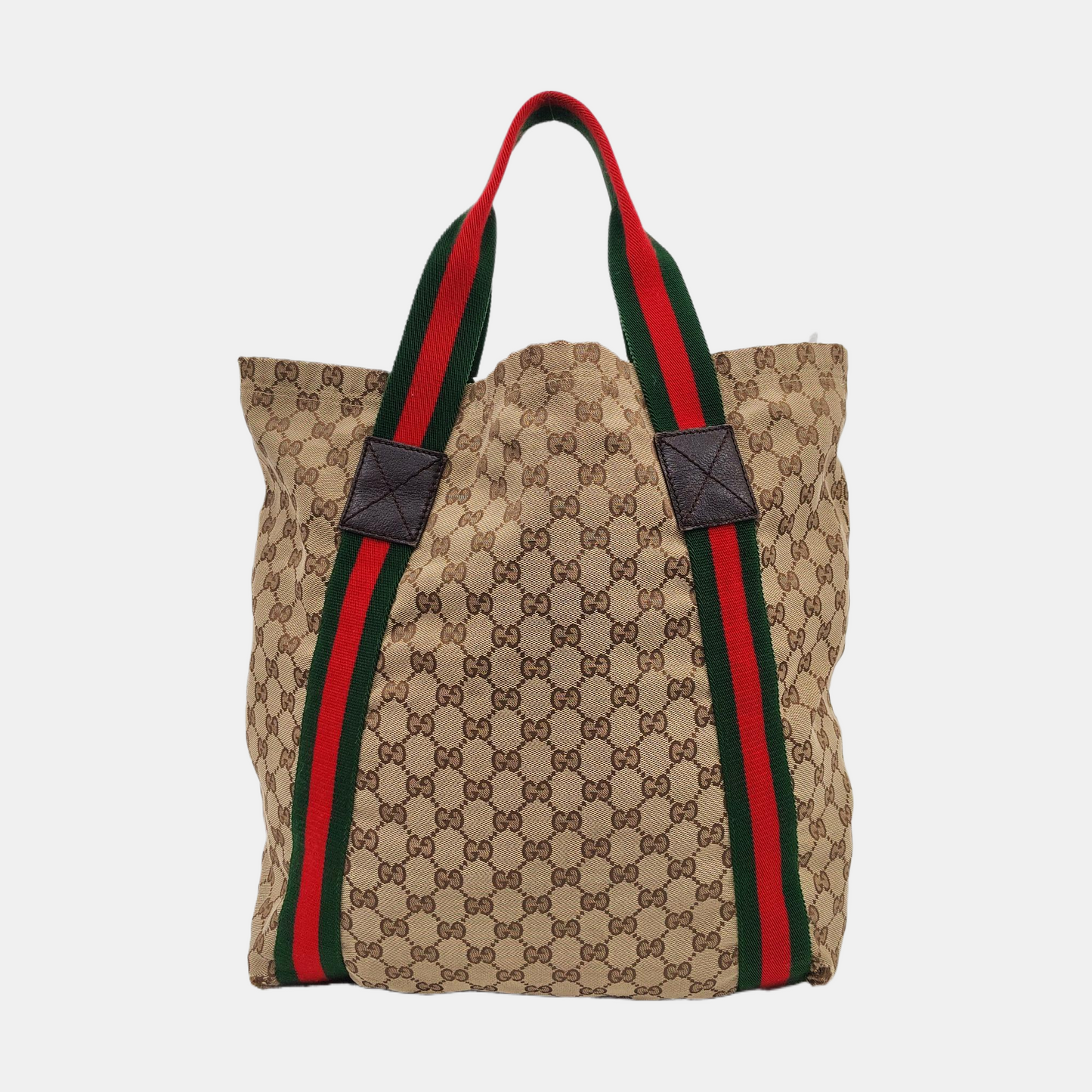 GUCCI Diaper Brown Canvas Monogrammed Striped Webbing Handbag Shoulder Bag-(SKU)-960138854