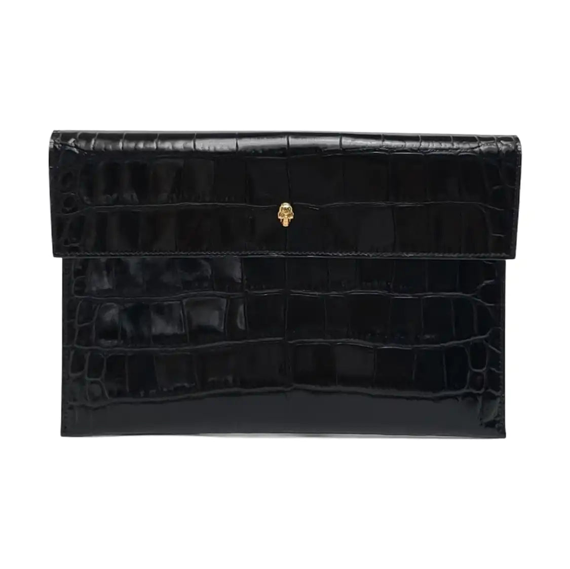 Alexander McQUEEN Black cowhide embossed clutch bag Golden hardware-(SKU)-959869628