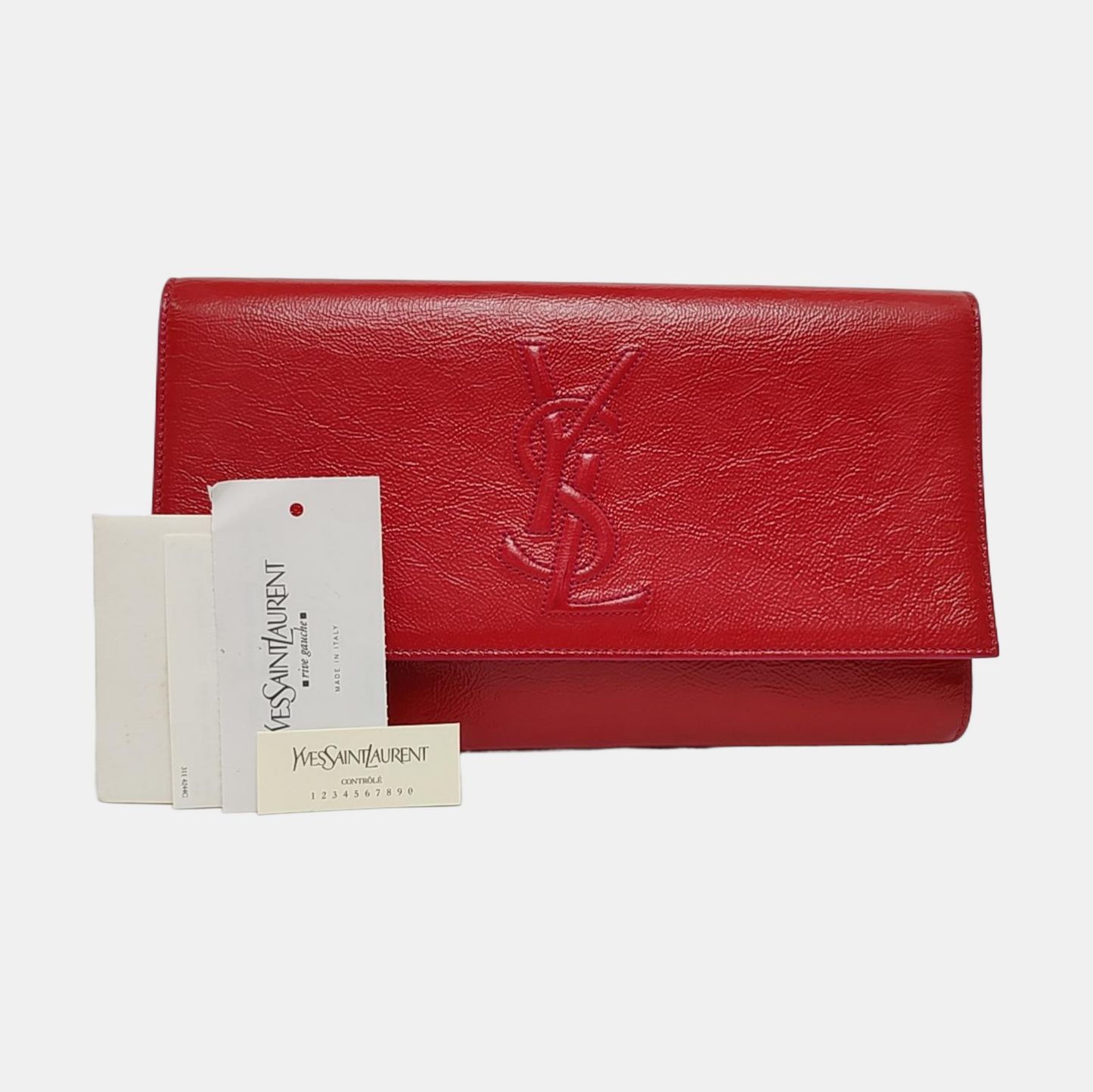 YSL BELLE JOUR Fuchsia Cowhide Pleated Handbag-(SKU)-959897973