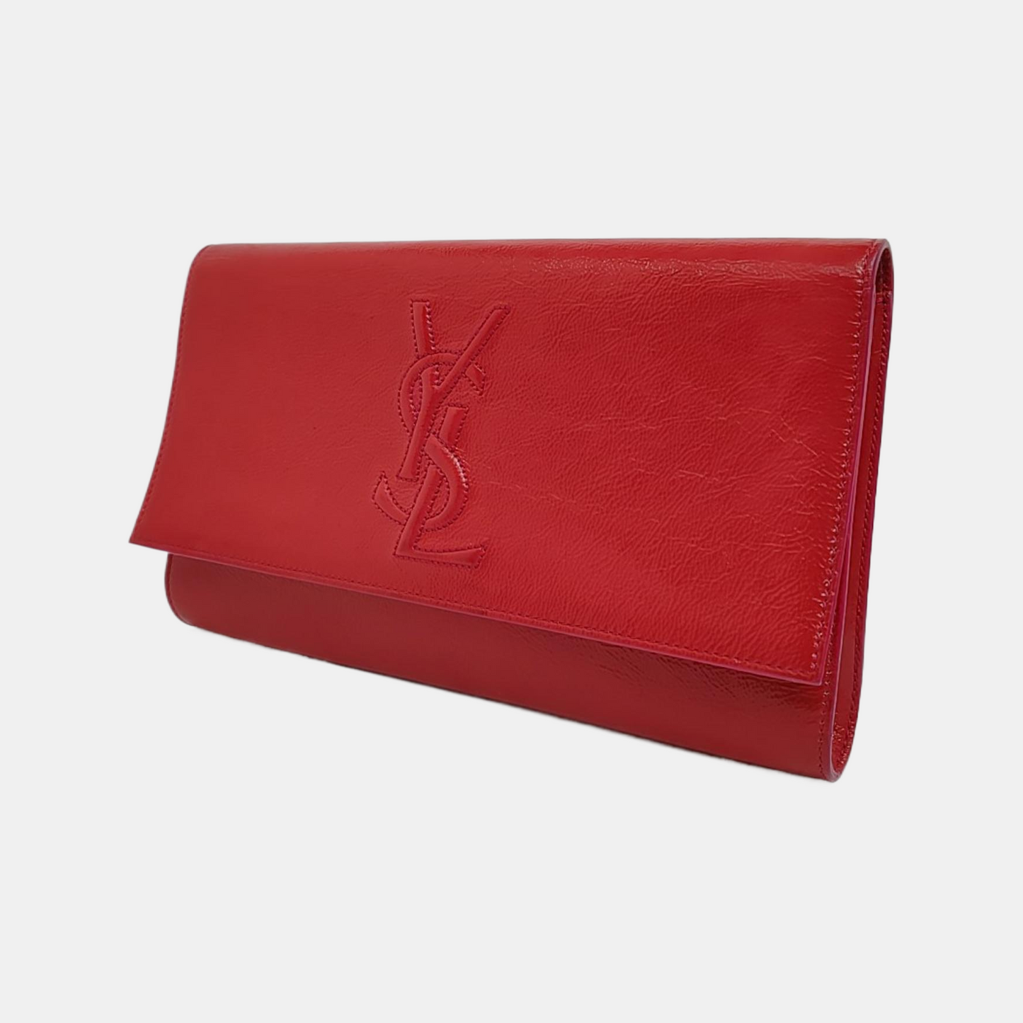 YSL BELLE JOUR Fuchsia Cowhide Pleated Handbag-(SKU)-959897973
