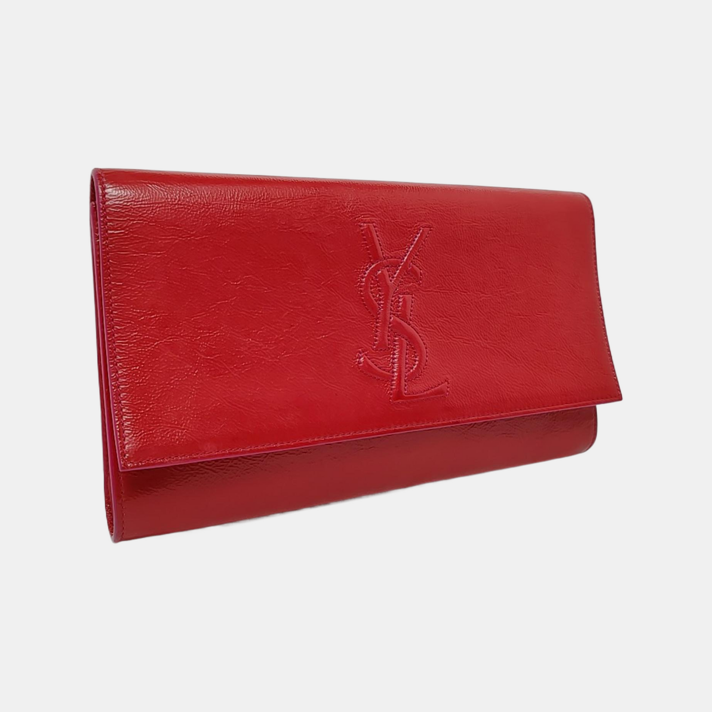 YSL BELLE JOUR Fuchsia Cowhide Pleated Handbag-(SKU)-959897973