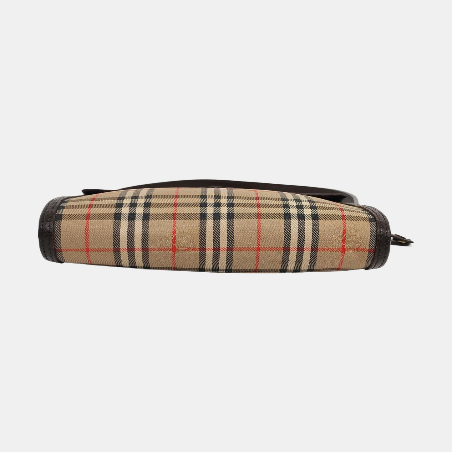 BURBERRY Khaki Canvas Battle Horse Checkered Clutch Single Shoulder Bag Crossbody-(SKU)-959987816