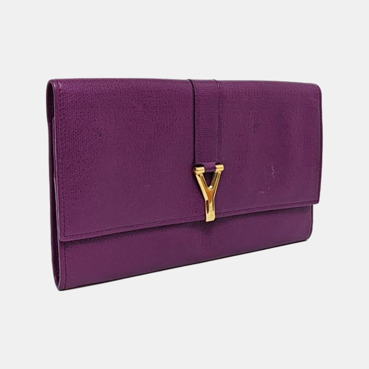 YSL CHYC Y LIGNE Purple Cowhide Embossed Clutch Golden hardware-(SKU)-959946946