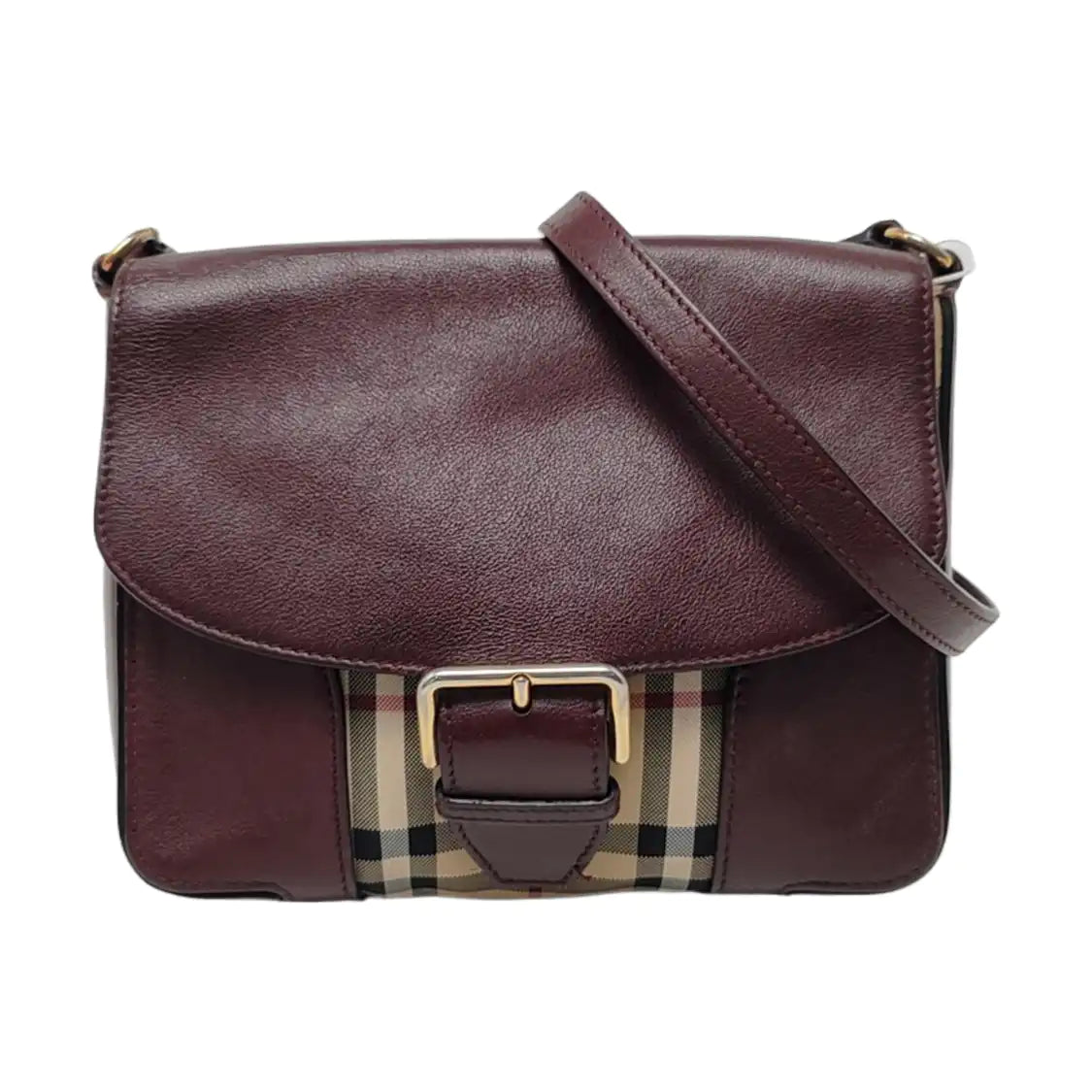 BURBERRY Burgundy cowhide crossbody single shoulder bag Golden hardware-(SKU)-959938783