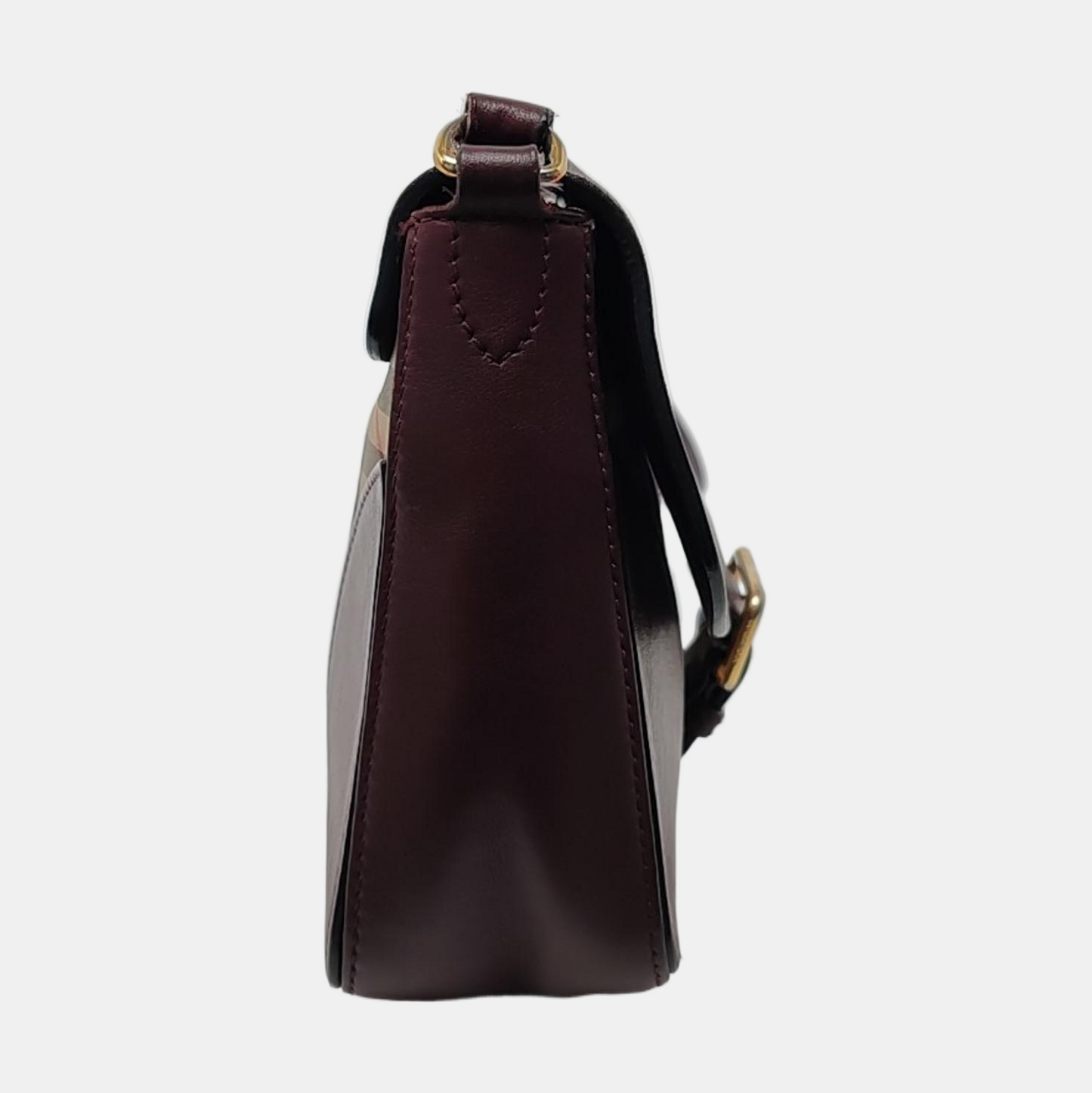 BURBERRY Burgundy cowhide crossbody single shoulder bag Golden hardware-(SKU)-959938783