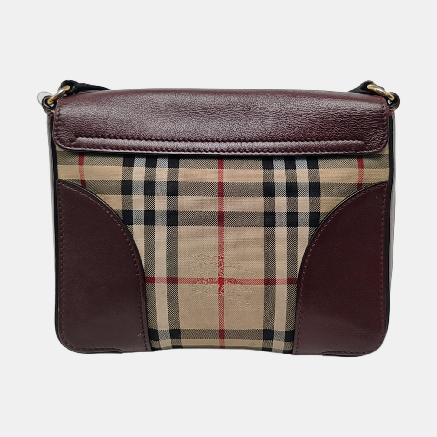 BURBERRY Burgundy cowhide crossbody single shoulder bag Golden hardware-(SKU)-959938783