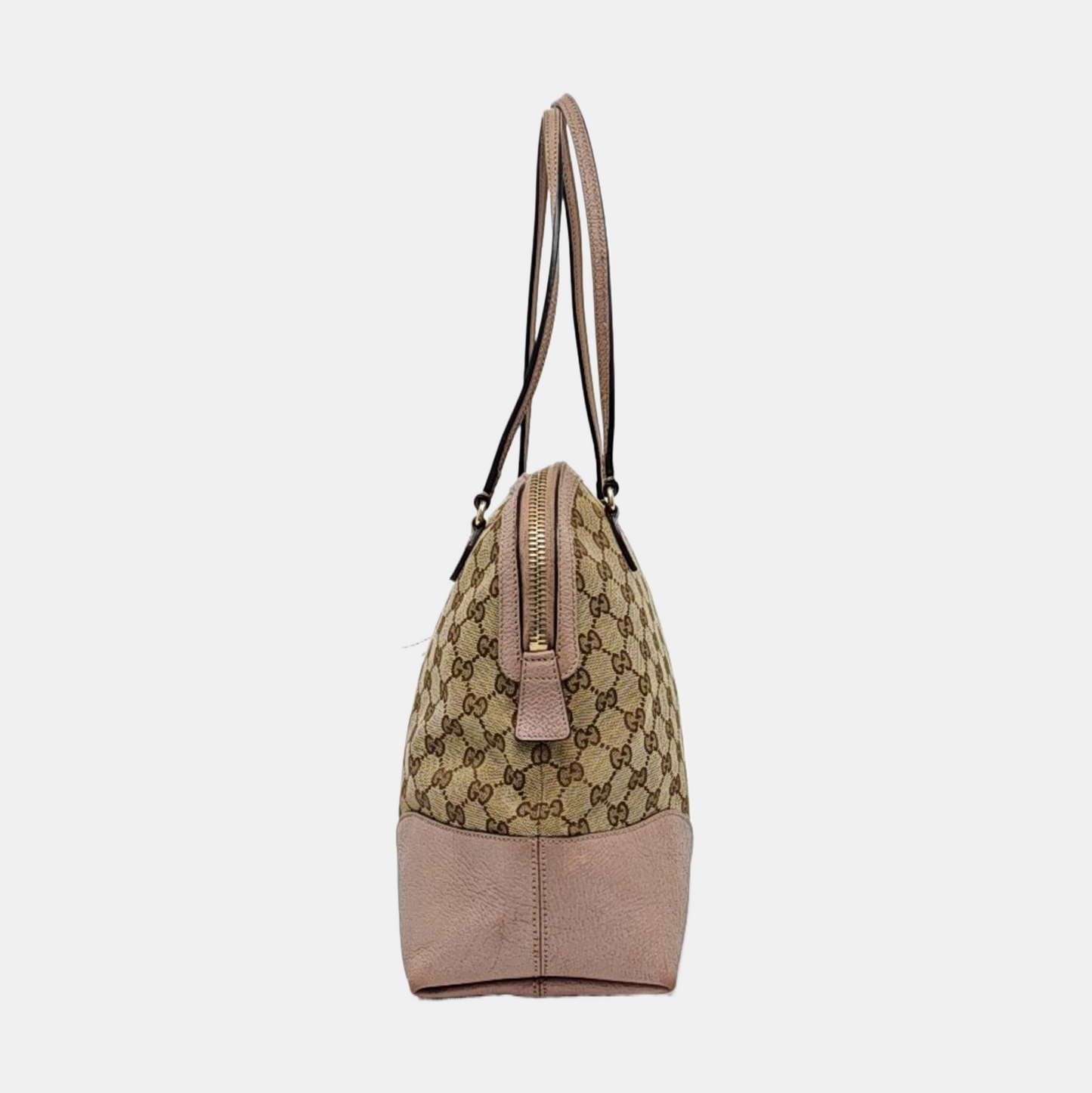 GUCCI Bree Khaki Canvas Monogram Tote Bag Single Shoulder Bag Golden hardware-(SKU)-959592766