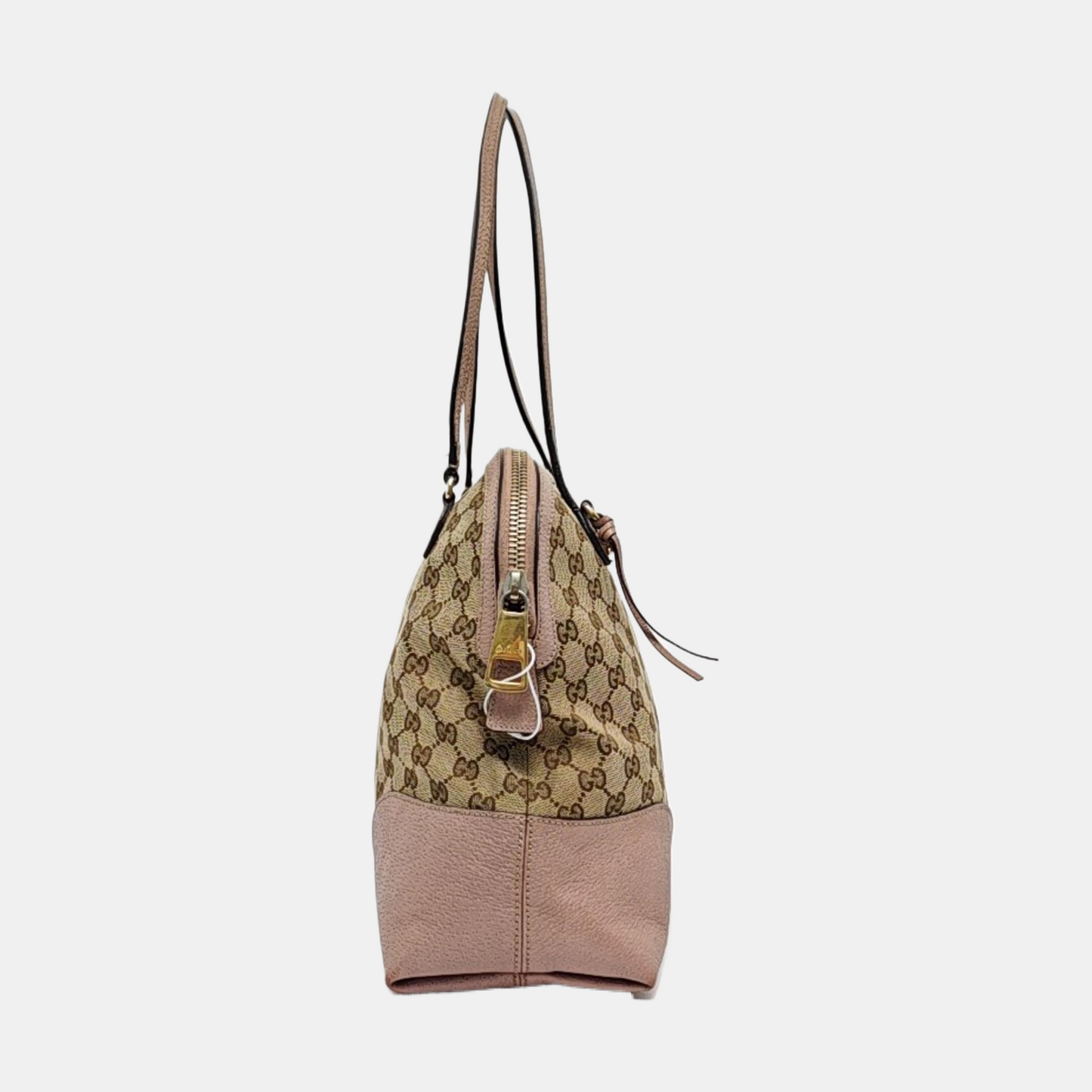 GUCCI Bree Khaki Canvas Monogram Tote Bag Single Shoulder Bag Golden hardware-(SKU)-959592766