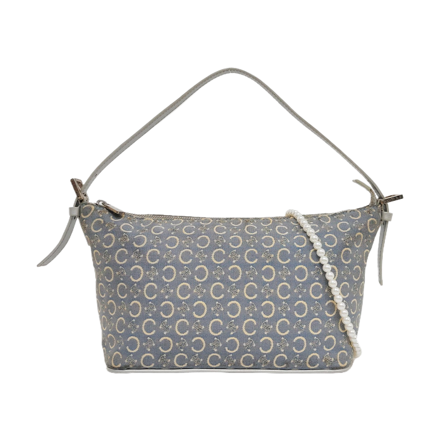 CELINE Light blue canvas triumph handbag Silver Hardware Removable shoulder strap-(SKU)-959238155