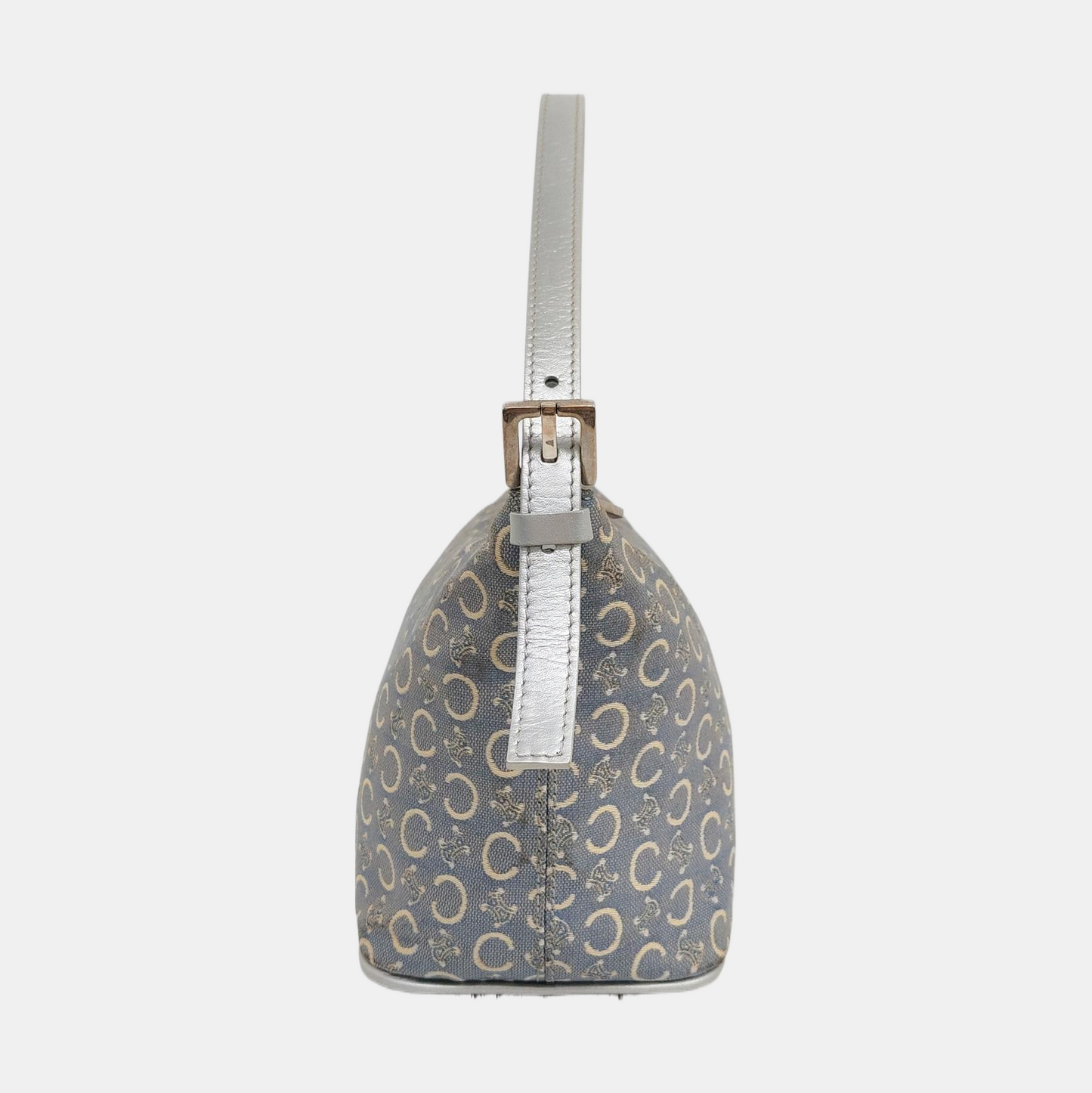 CELINE Light blue canvas triumph handbag Silver Hardware Removable shoulder strap-(SKU)-959238155