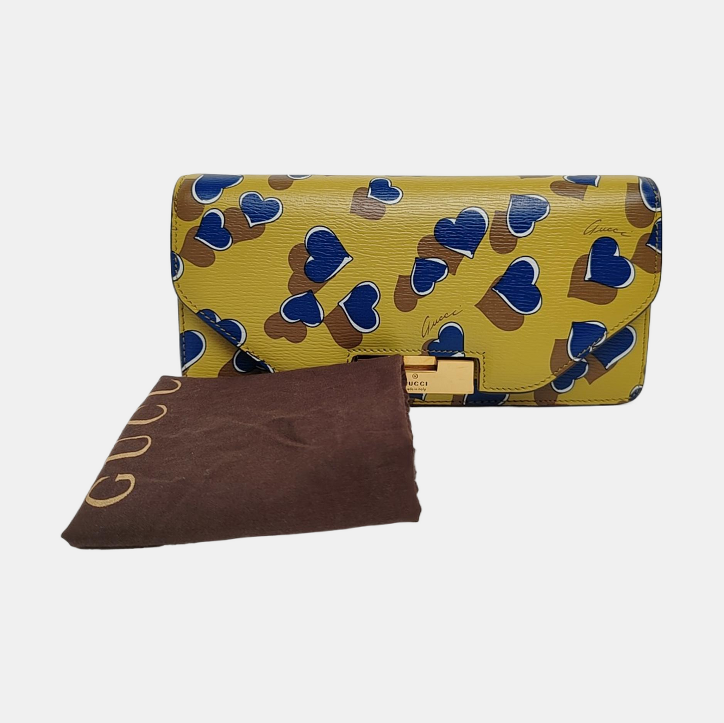 GUCCI Yellow Leather Printed Wallet Golden hardware-(SKU)-959900528