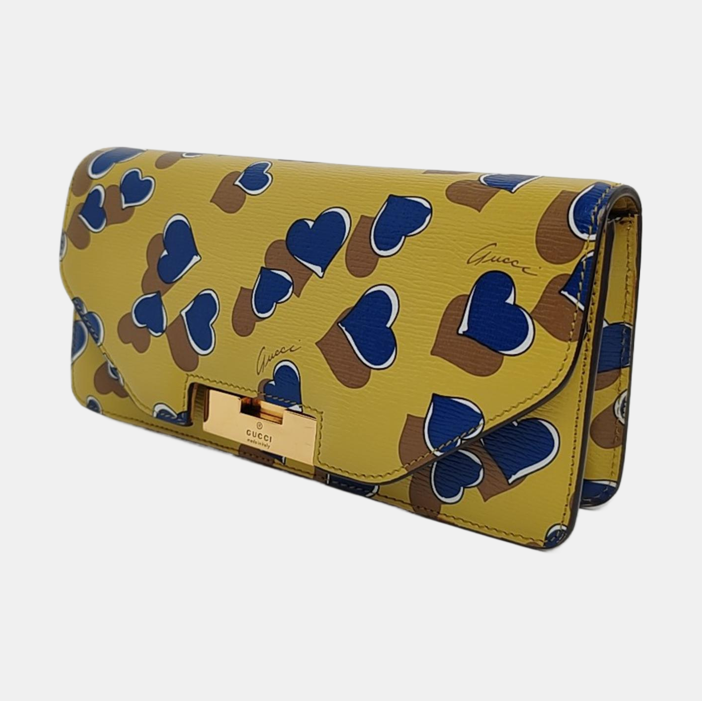 GUCCI Yellow Leather Printed Wallet Golden hardware-(SKU)-959900528
