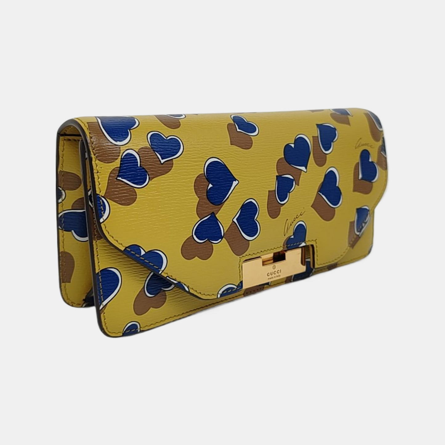 GUCCI Yellow Leather Printed Wallet Golden hardware-(SKU)-959900528