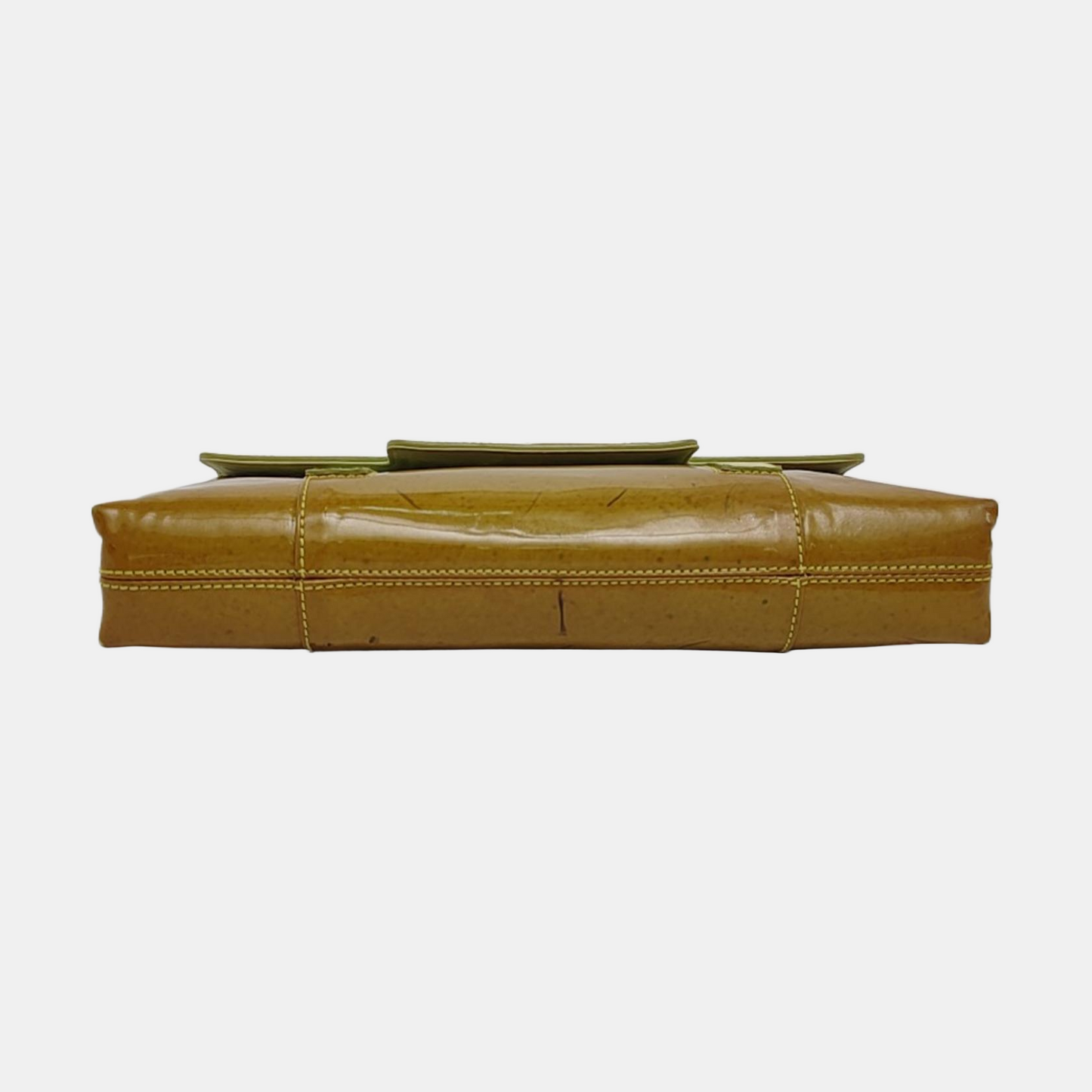 BVLGARI Yellow Green Patent Leather Handbag Single Shoulder Bag Silver Hardware Removable shoulder strap-(SKU)-960012647