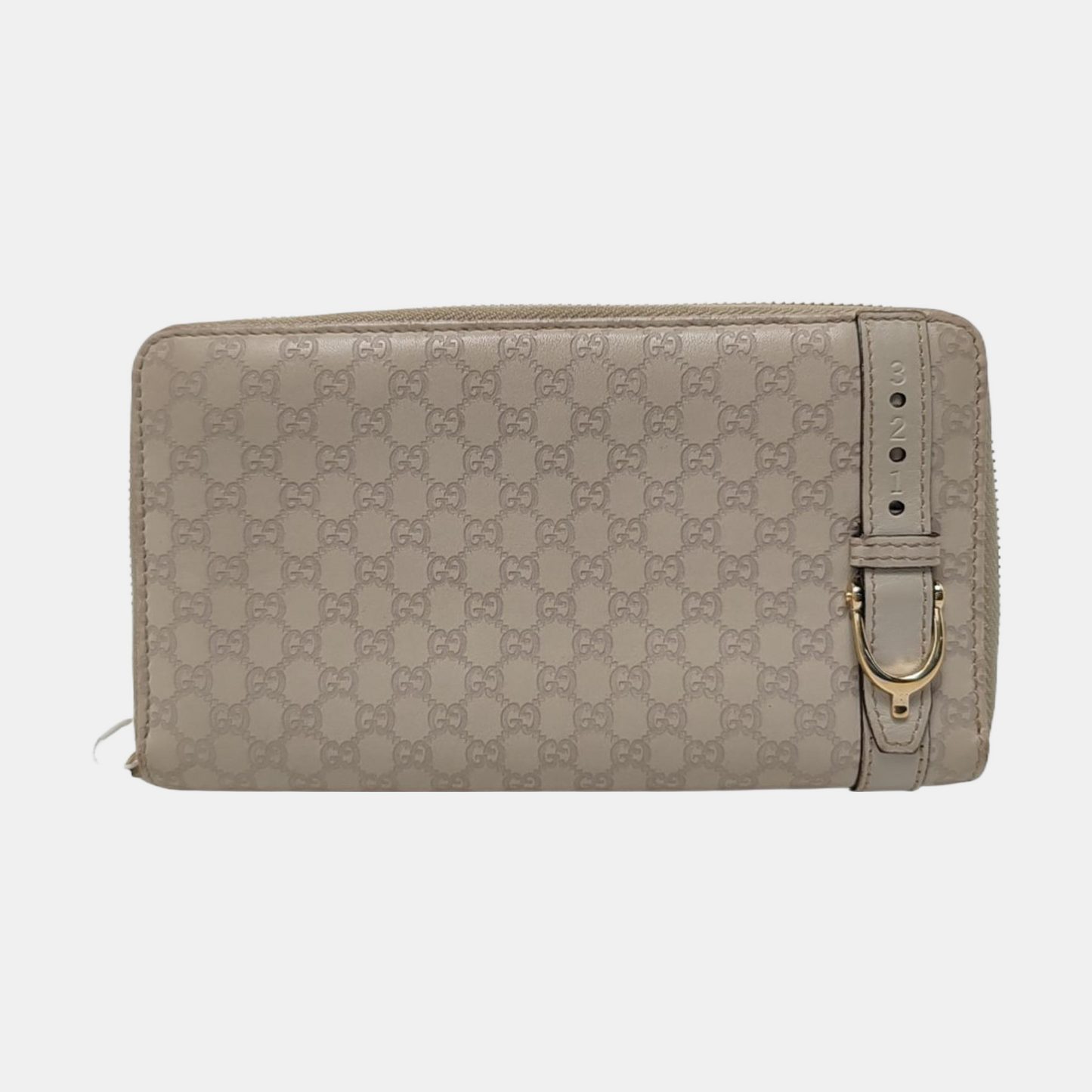 GUCCI Gray Cowhide Monogrammed Embossed Wallet Golden hardware-(SKU)-959914581