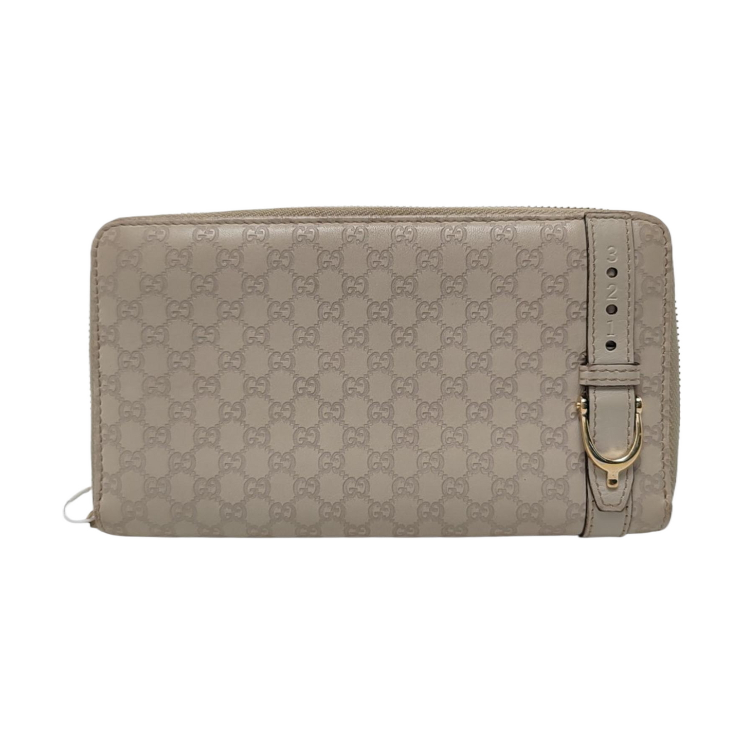 GUCCI Gray Cowhide Monogrammed Embossed Wallet Golden hardware-(SKU)-959914581