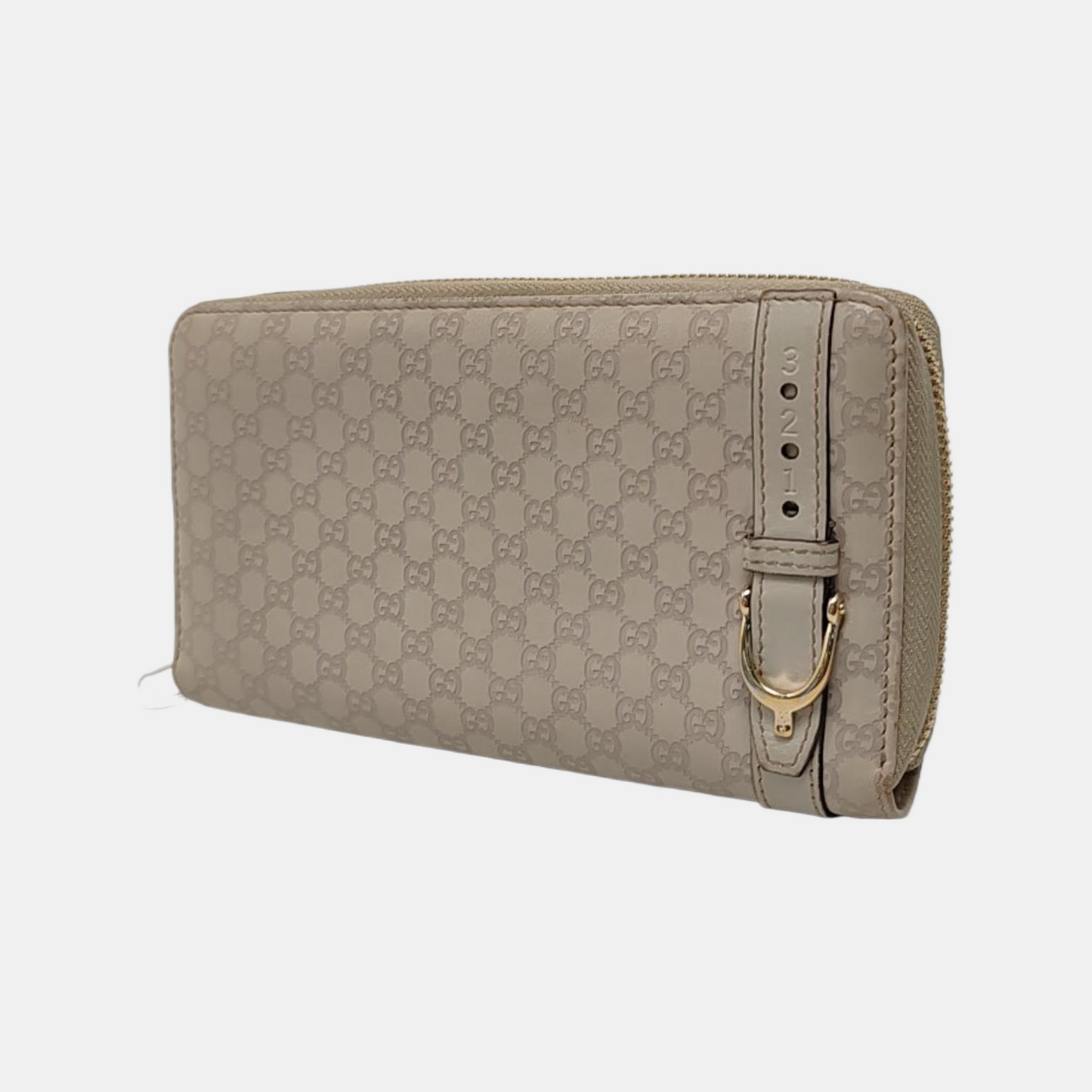 GUCCI Gray Cowhide Monogrammed Embossed Wallet Golden hardware-(SKU)-959914581