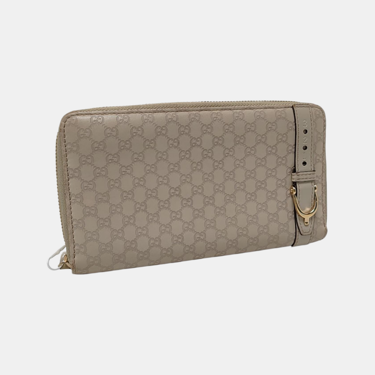 GUCCI Gray Cowhide Monogrammed Embossed Wallet Golden hardware-(SKU)-959914581