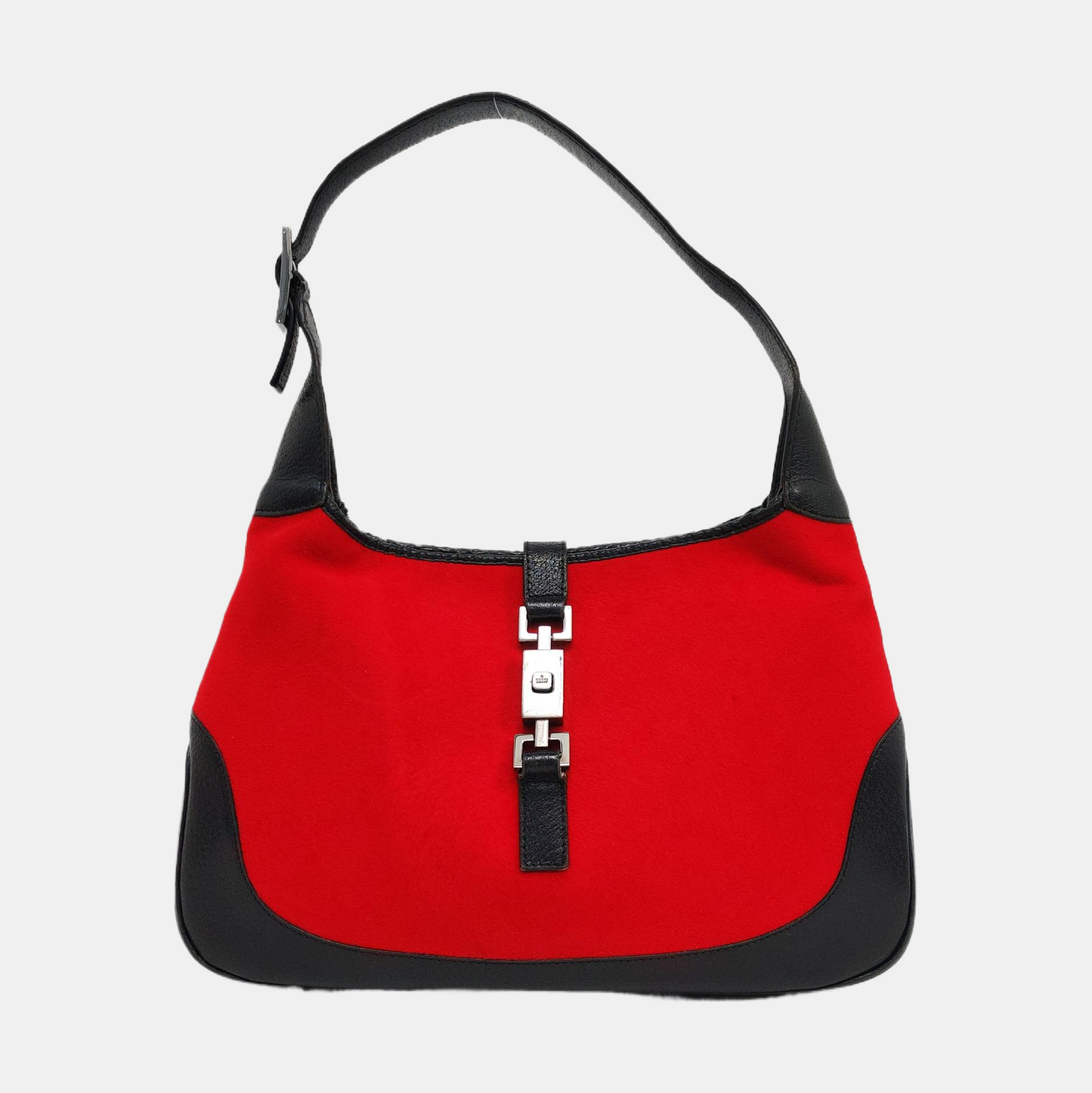 GUCCI Bardot Red suede single shoulder bag Black hardware-(SKU)-947350422