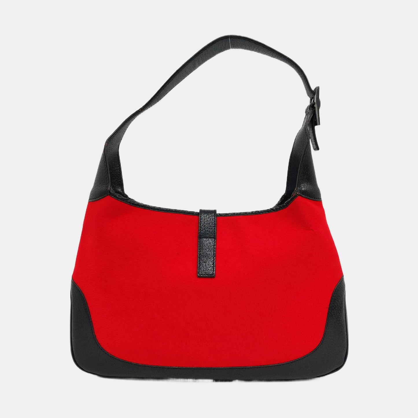 GUCCI Bardot Red suede single shoulder bag Black hardware-(SKU)-947350422