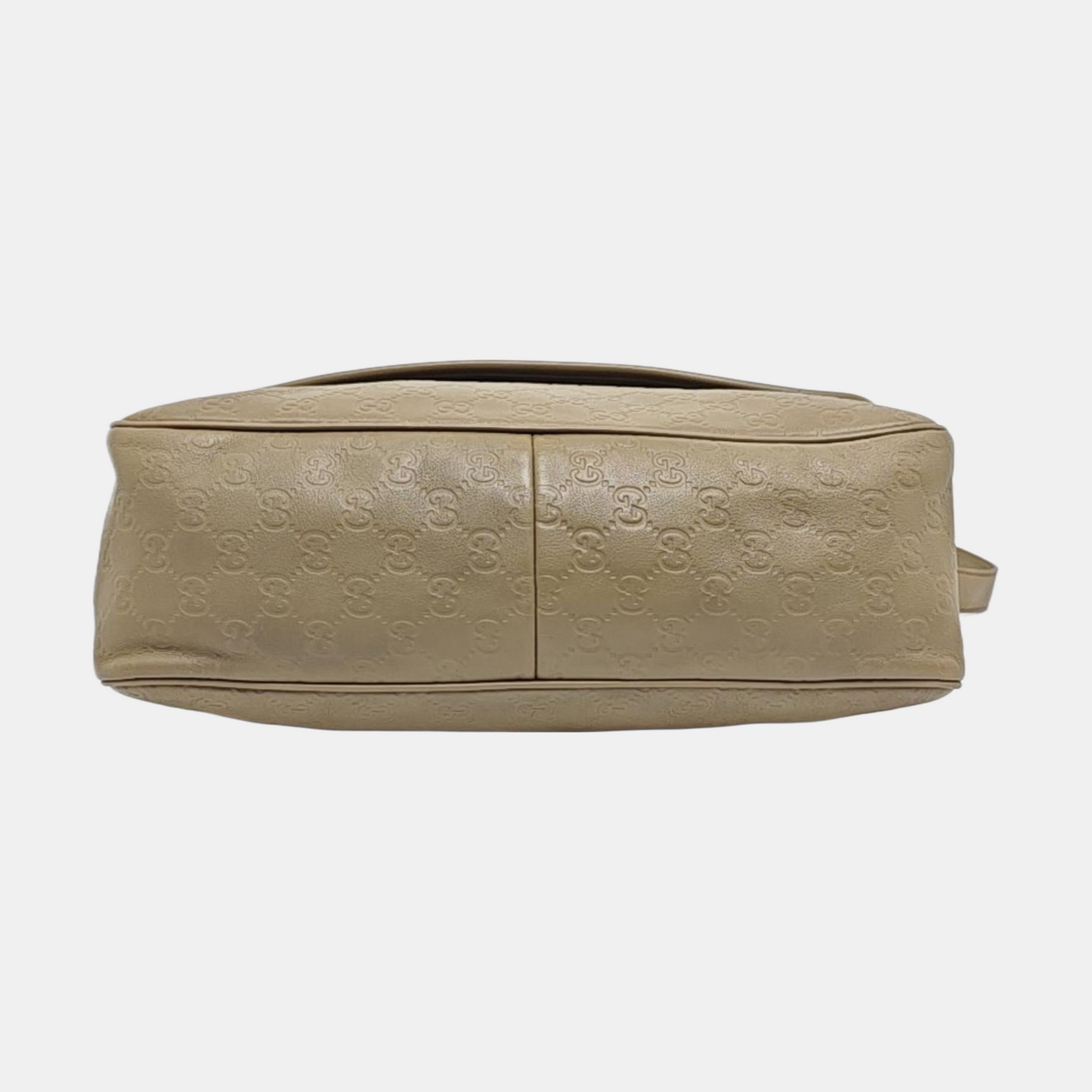 GUCCI Khaki Cowhide Monogrammed Stamped Crossbody Bag Golden hardware-(SKU)-960073647