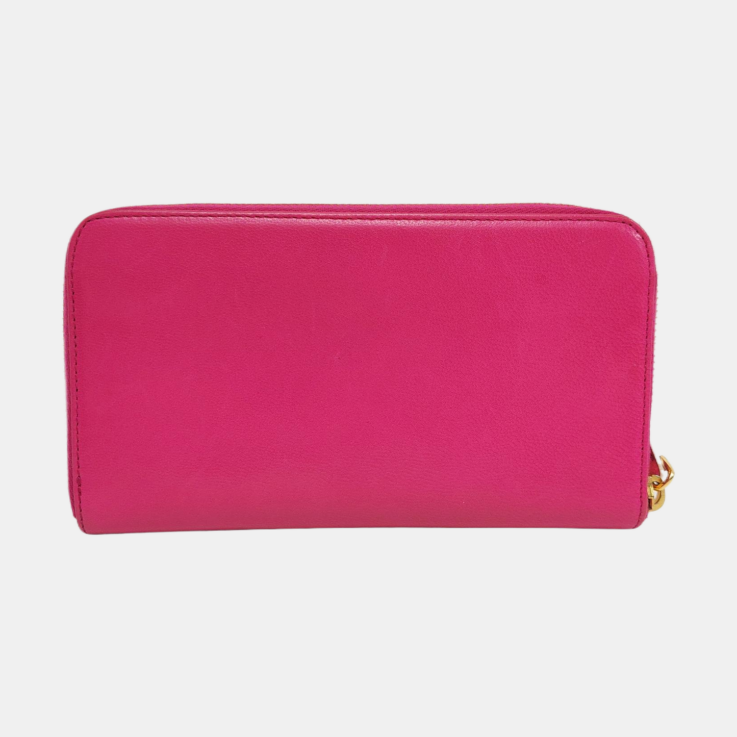 PRADA Fuchsia cowhide cross-grain wallet Golden hardware-(SKU)-960306626