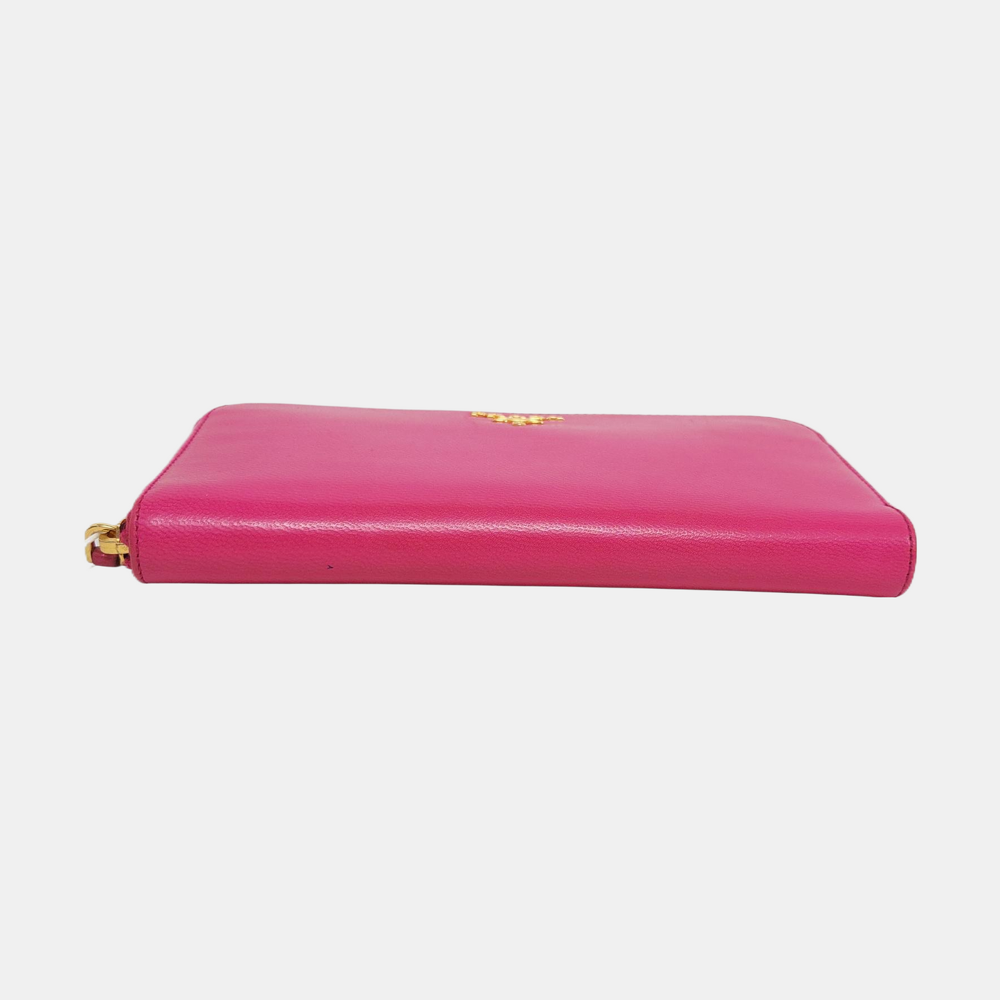 PRADA Fuchsia cowhide cross-grain wallet Golden hardware-(SKU)-960306626