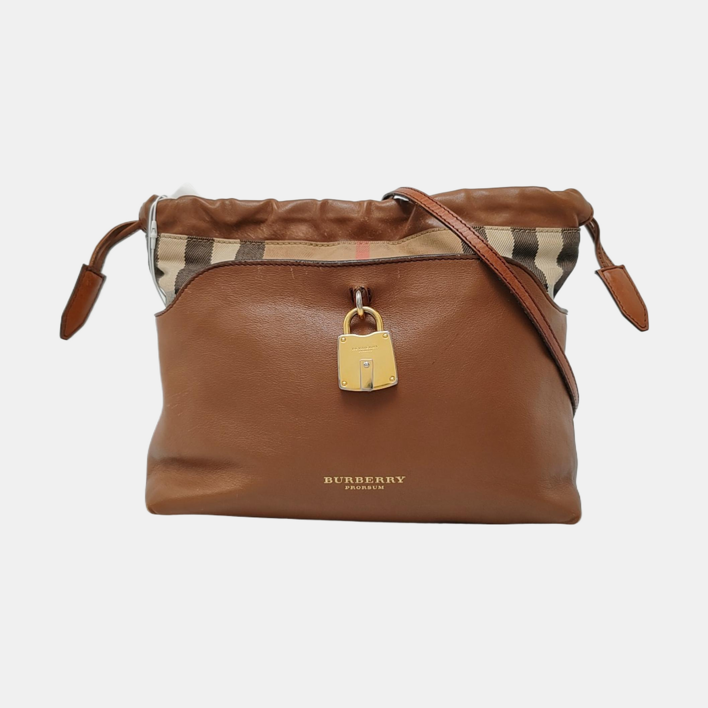 BURBERRY Brown Leather Crossbody Single Shoulder Bag Golden hardware Removable shoulder strap-(SKU)-941129848