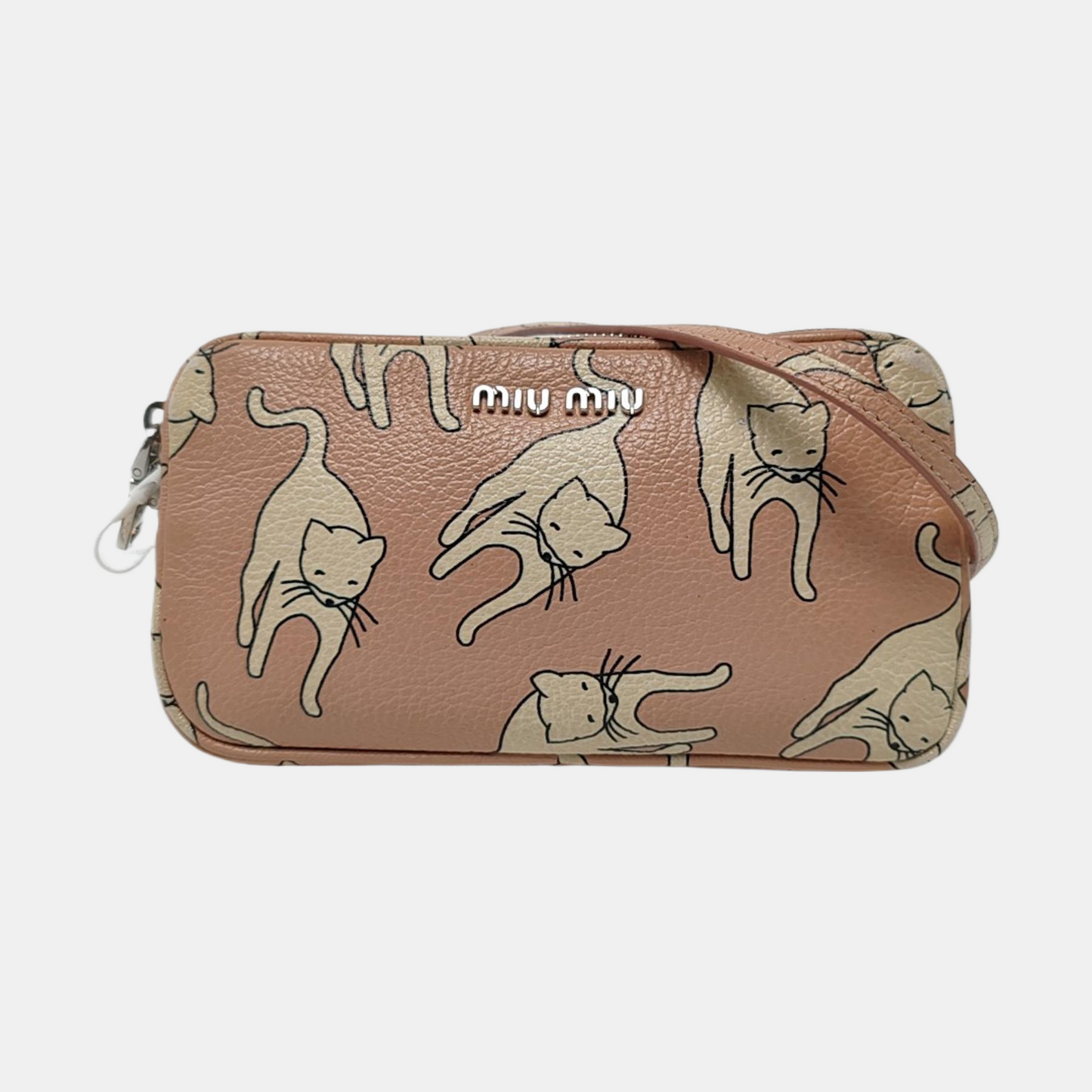Miu Miu Brown cowhide printed crossbody bag Silver Hardware Removable shoulder strap-(SKU)-960070043