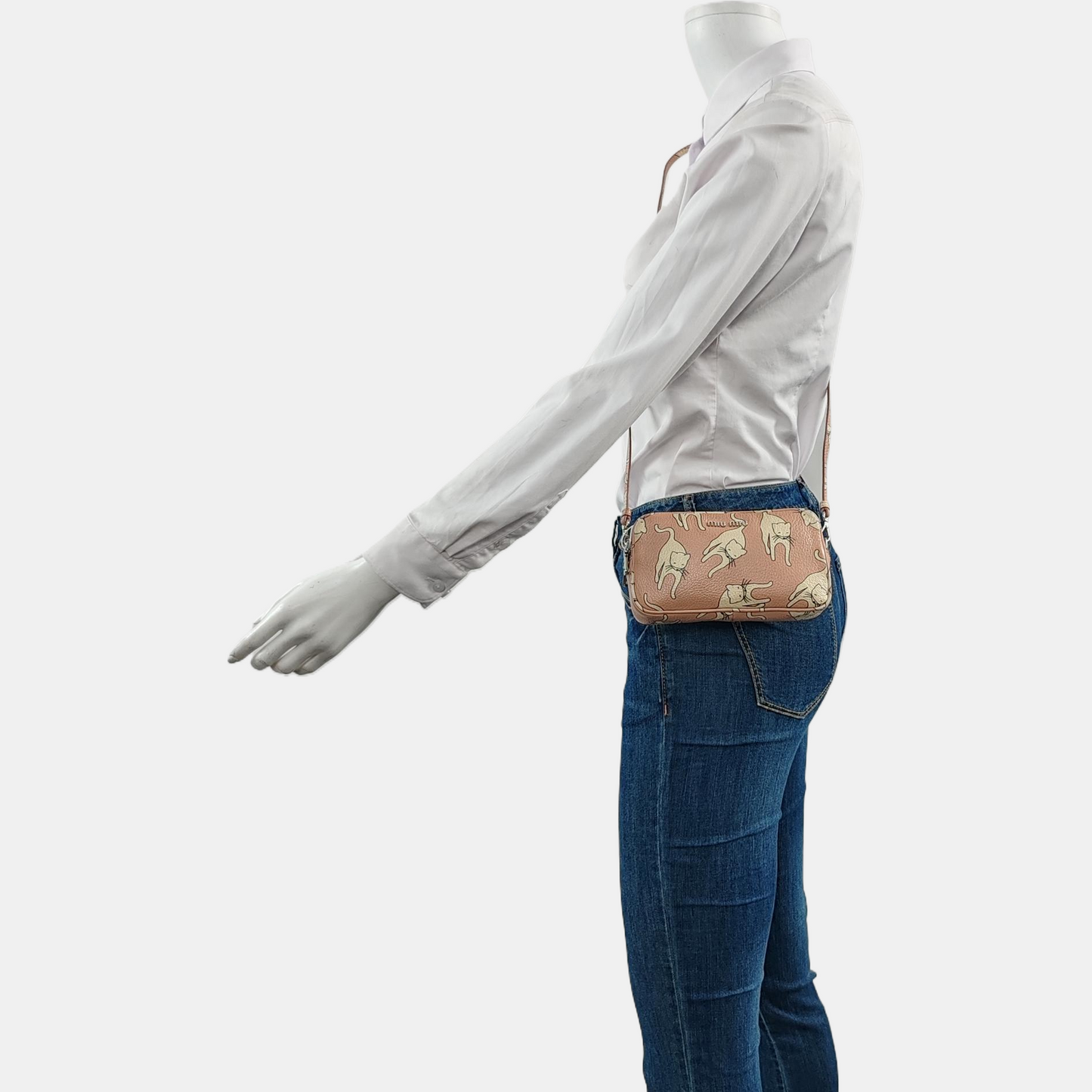 Miu Miu Brown cowhide printed crossbody bag Silver Hardware Removable shoulder strap-(SKU)-960070043