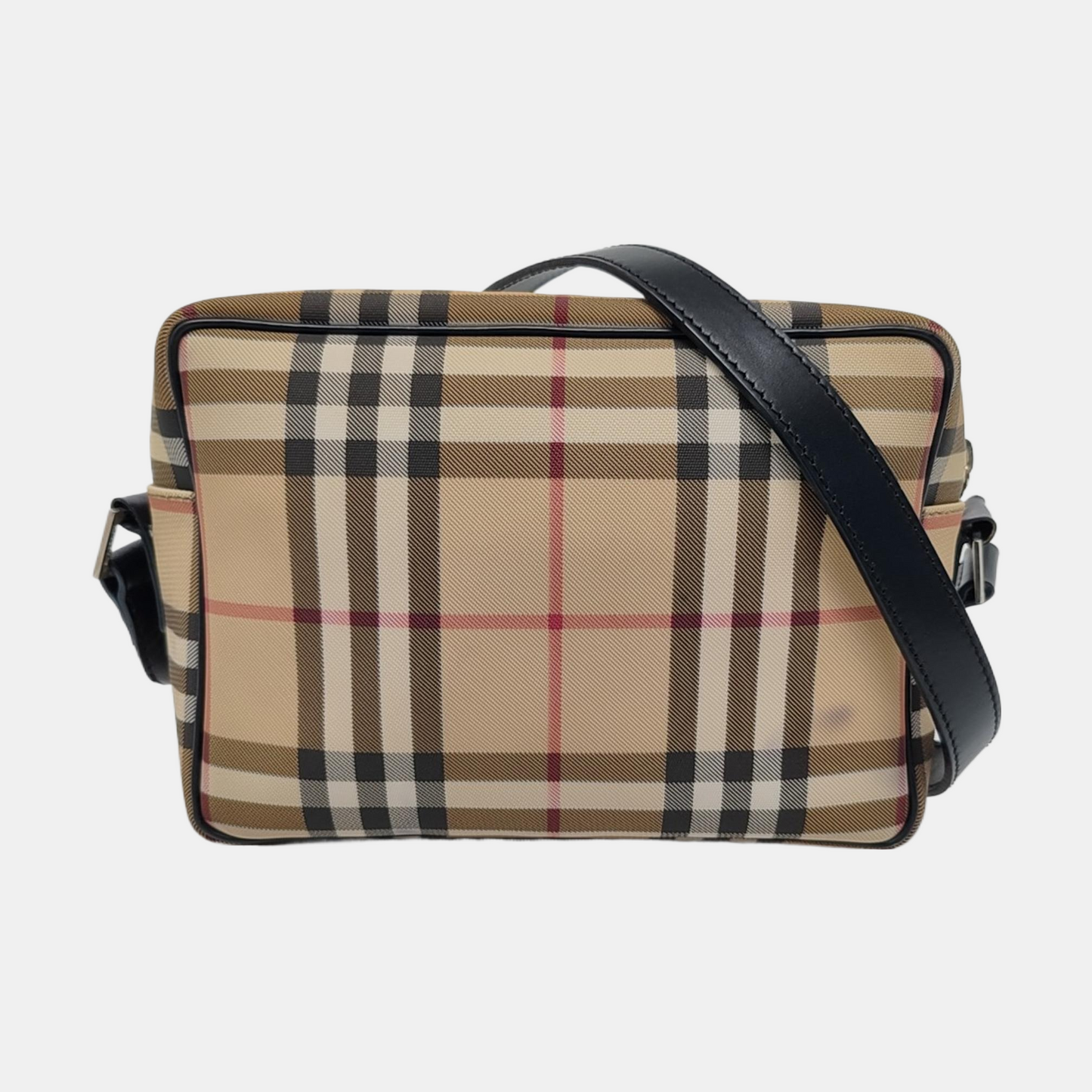BURBERRY Brown Coated Canvas Shoulder Bag Silver Hardware-(SKU)-959823935