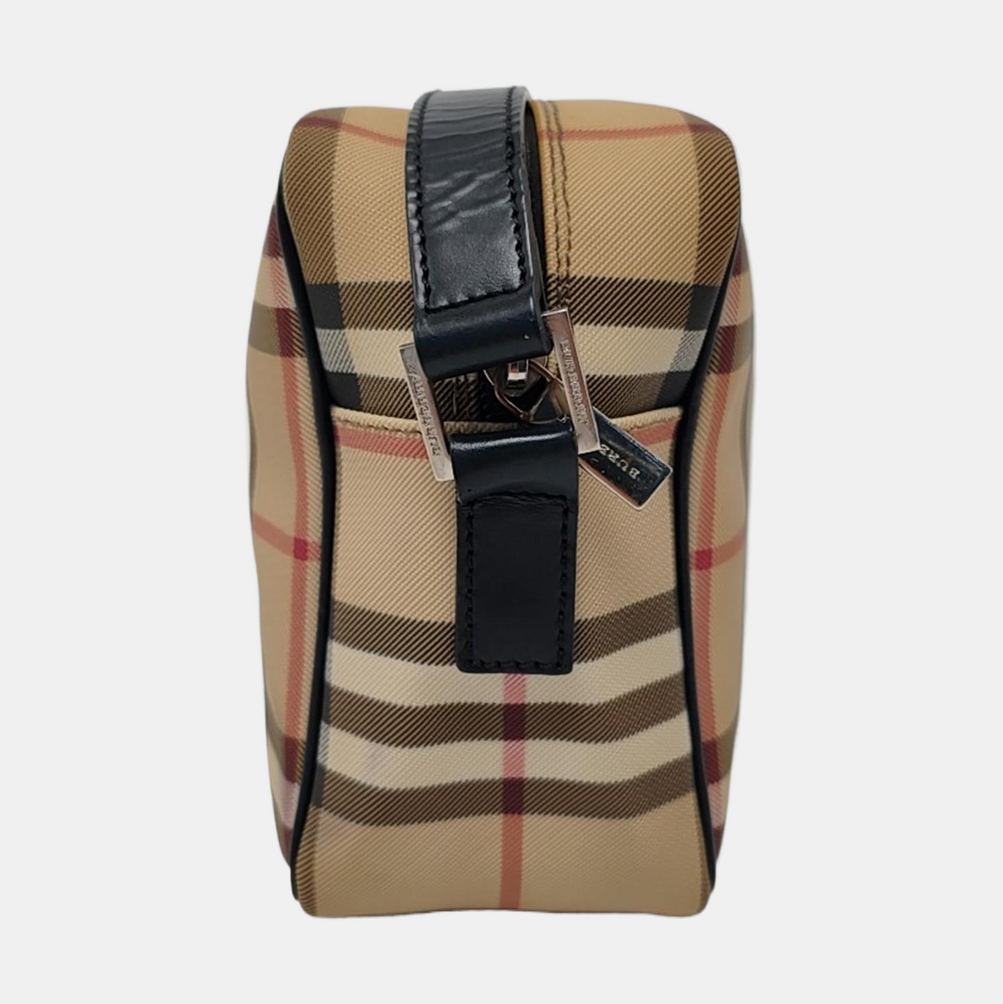 BURBERRY Brown Coated Canvas Shoulder Bag Silver Hardware-(SKU)-959823935