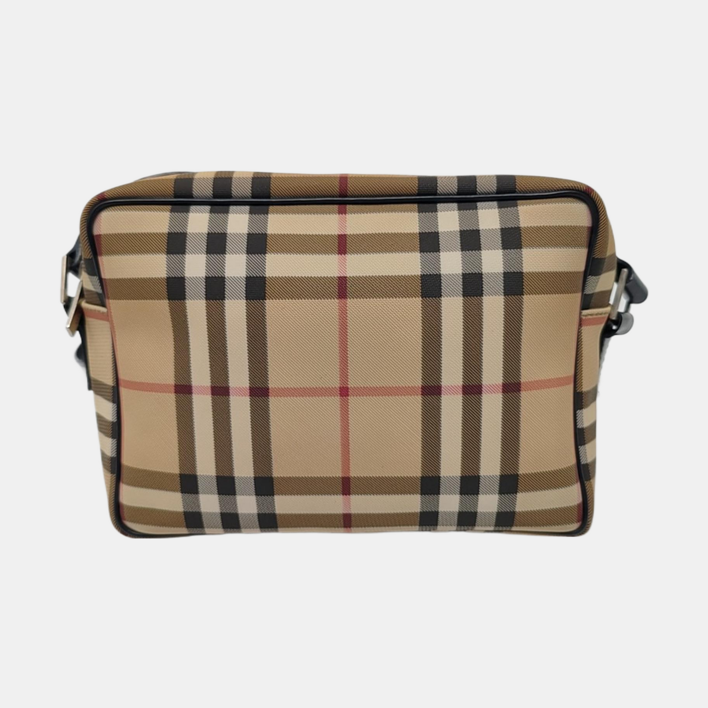BURBERRY Brown Coated Canvas Shoulder Bag Silver Hardware-(SKU)-959823935