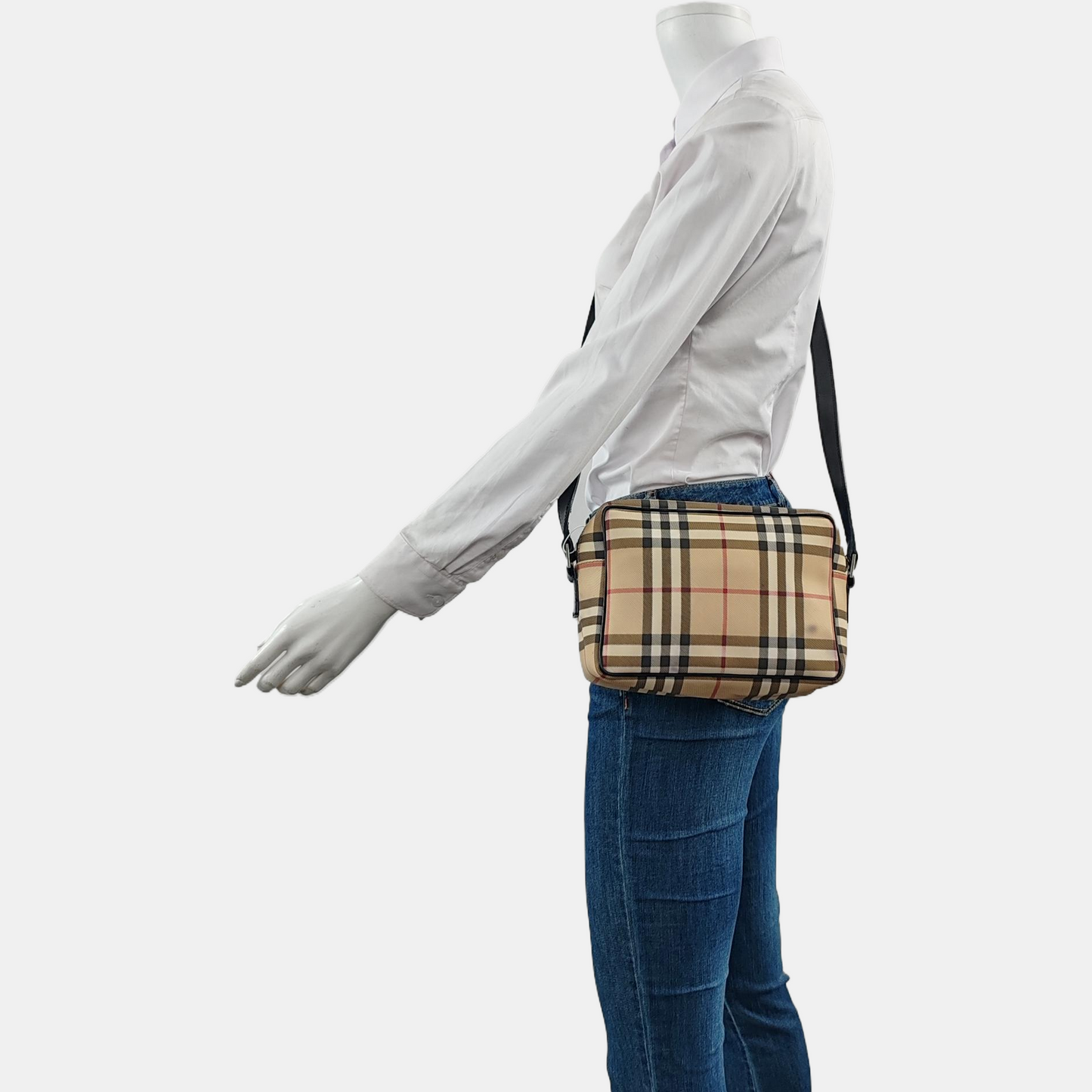 BURBERRY Brown Coated Canvas Shoulder Bag Silver Hardware-(SKU)-959823935