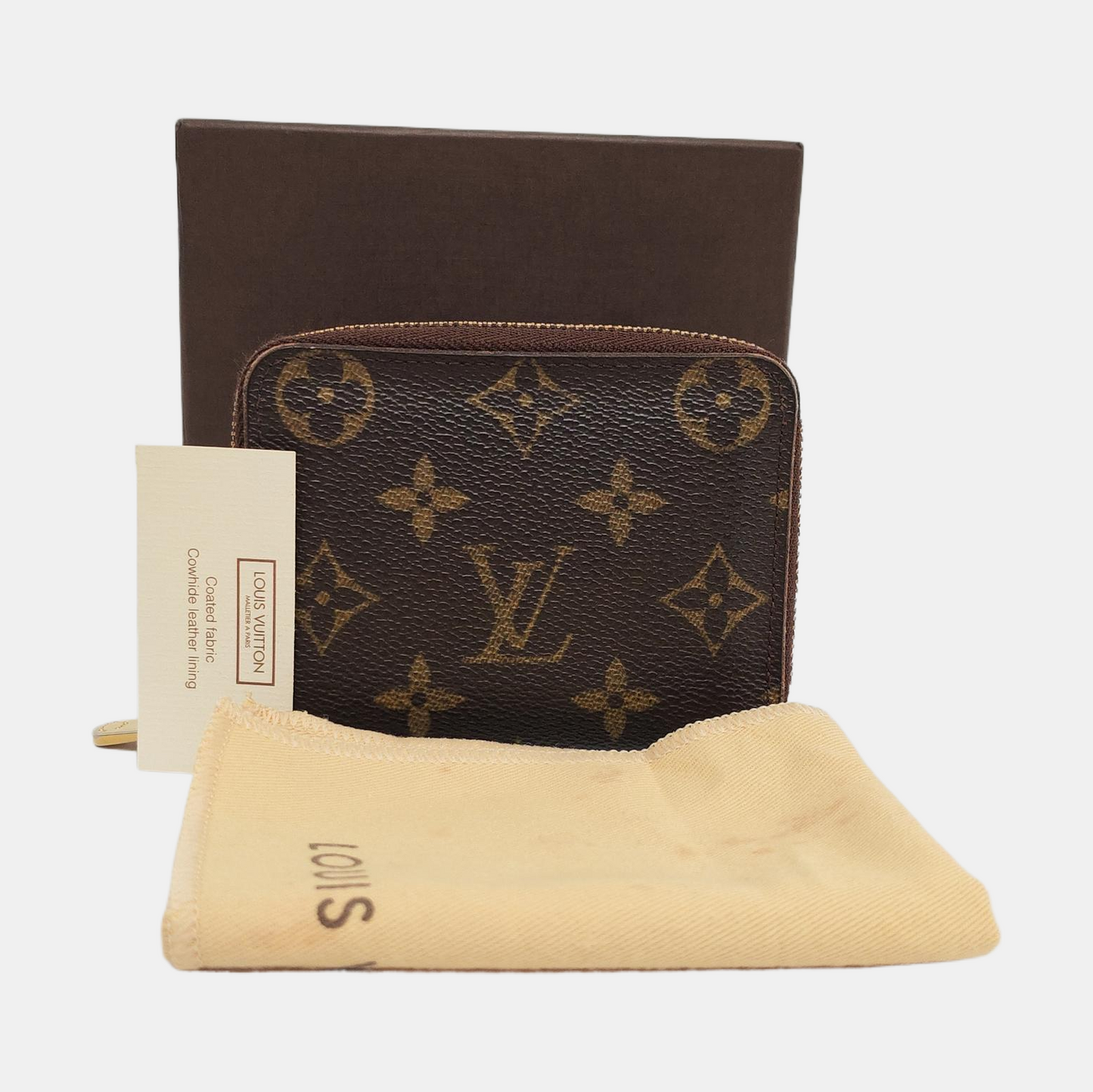 LOUIS VUITTON Brown coated canvas vintage wallet Golden hardware Complete Accessories-(SKU)-959923141