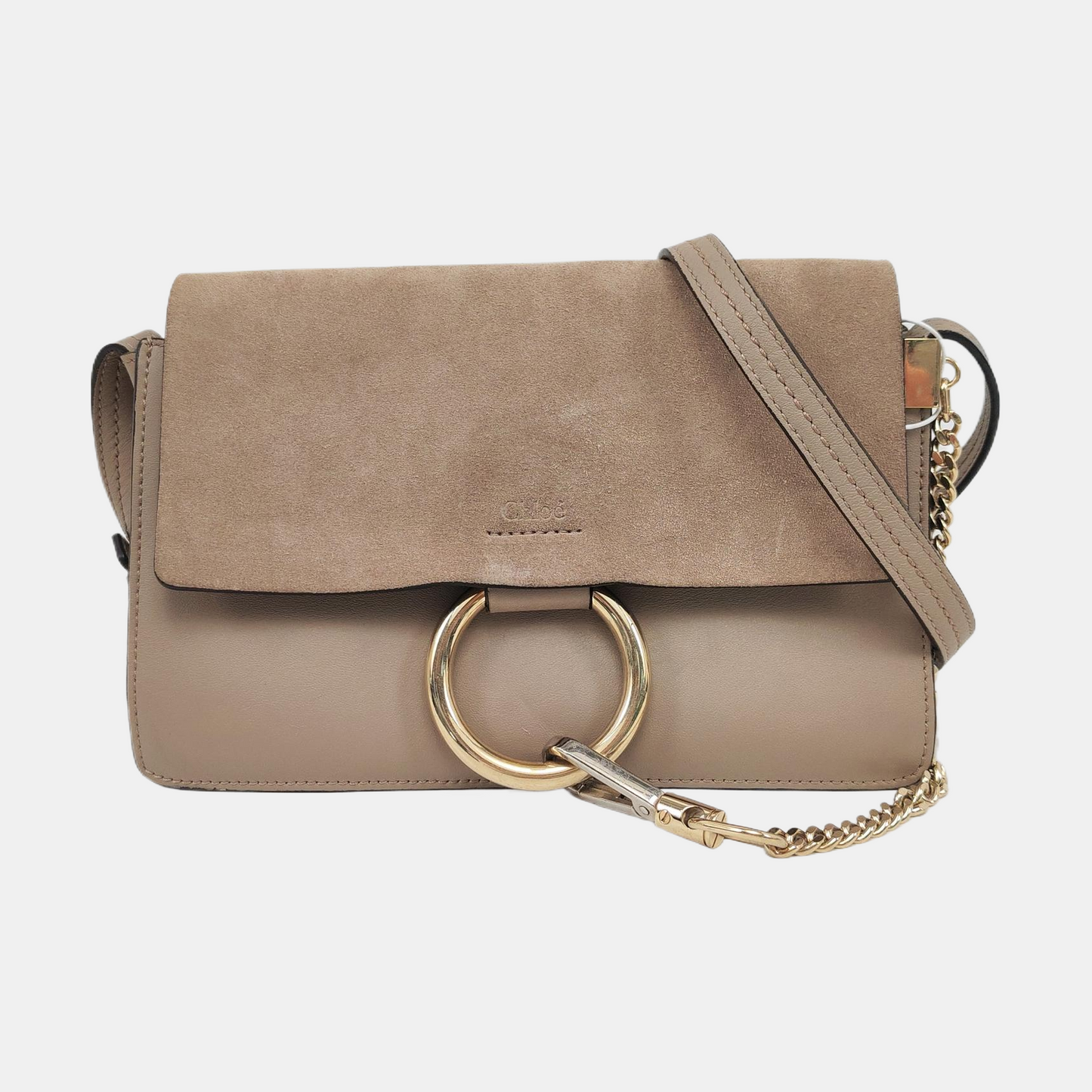 Chloé Faye Small size Grey Leather Single Shoulder Bag Golden Silver Hardware-(SKU)-959251490