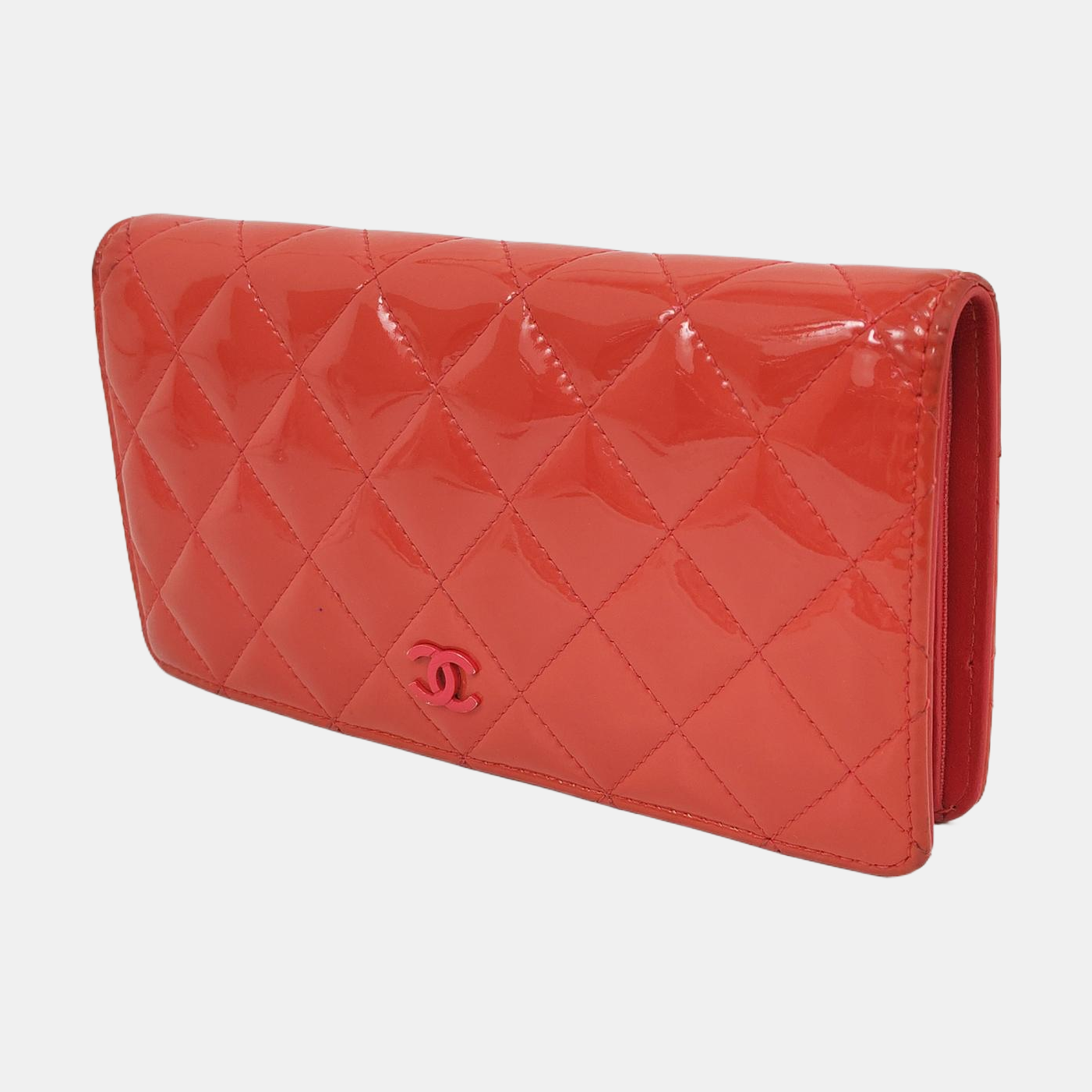 CHANEL Red Cowhide Diamond Quilted Wallet Red Hardware 16nan-(SKU)-959584010