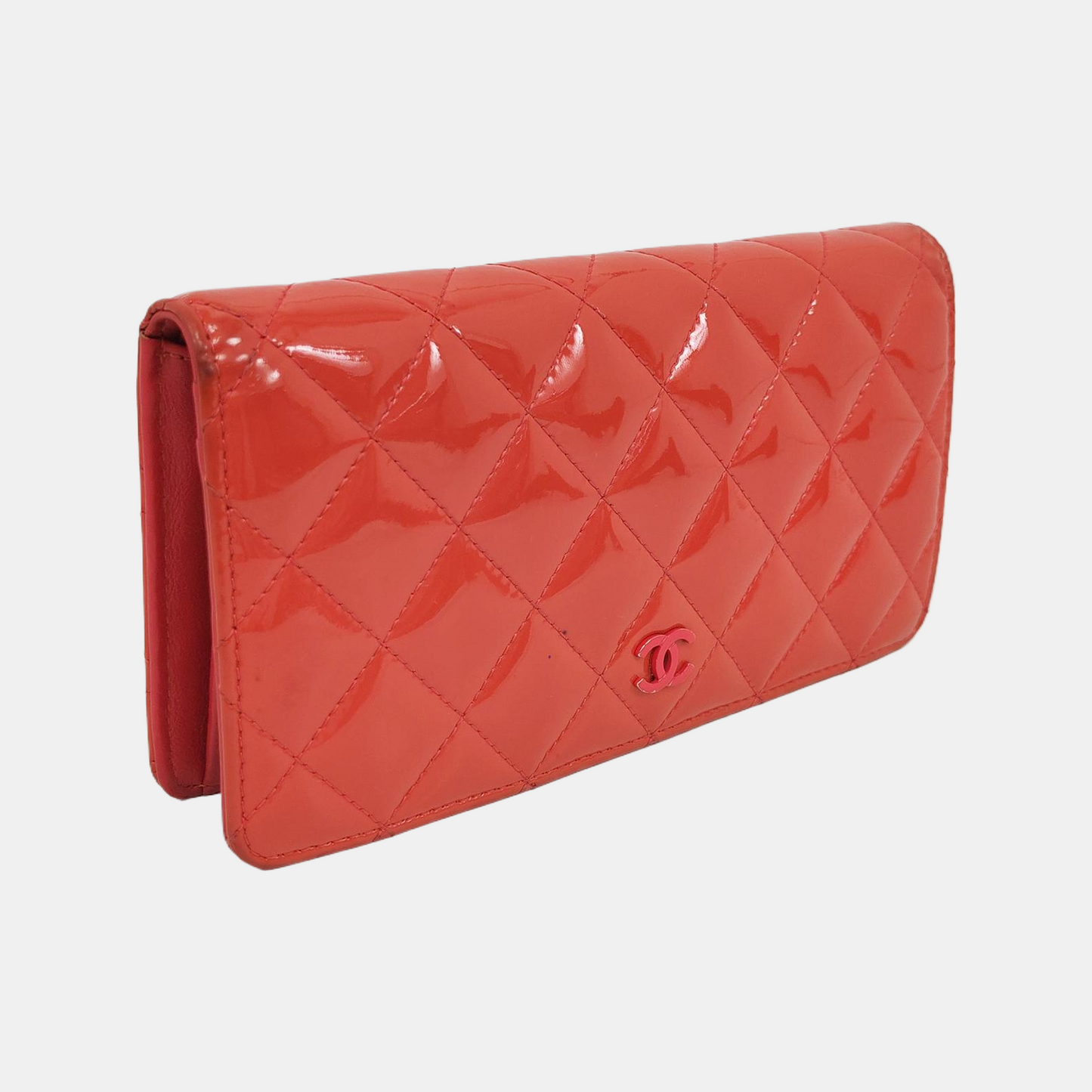 CHANEL Red Cowhide Diamond Quilted Wallet Red Hardware 16nan-(SKU)-959584010