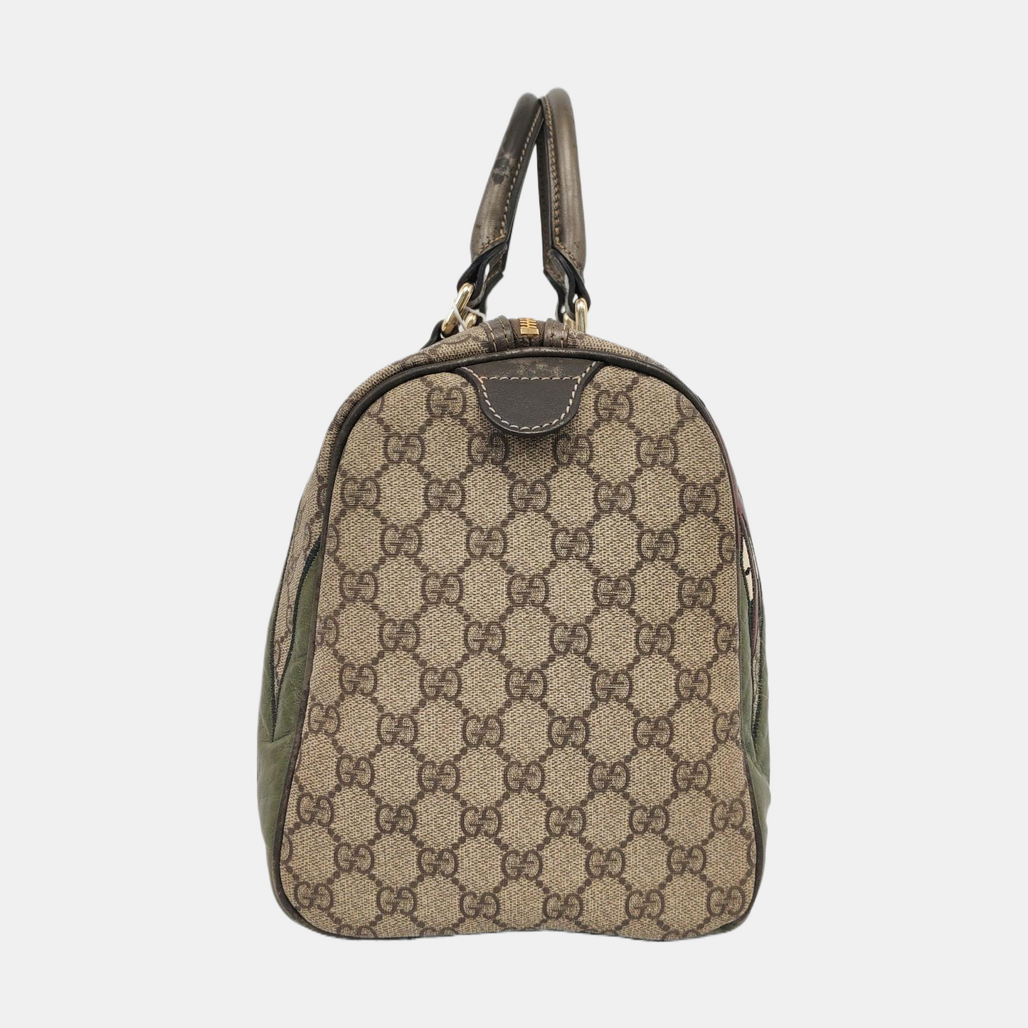 GUCCI Joy Brown Suede Leather Monogram Embroidery Tote Bag Golden hardware-(SKU)-959989784