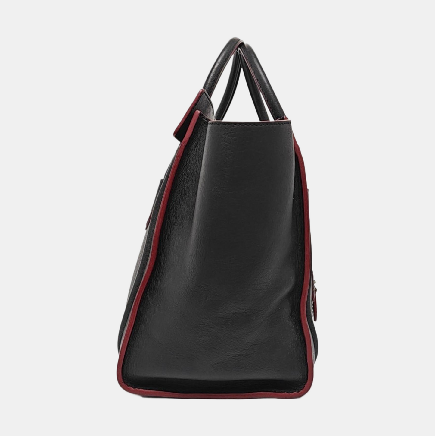 CELINE LUGGAGE mini Black Leather Smiling Face Bag Tote Bag Silver Hardware-(SKU)-960058725