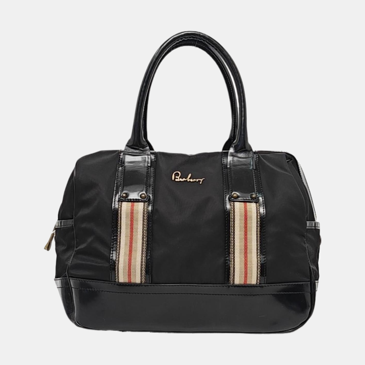 BURBERRY Tote bag Black Nylon Stud Handbag Golden hardware-(SKU)-960194301