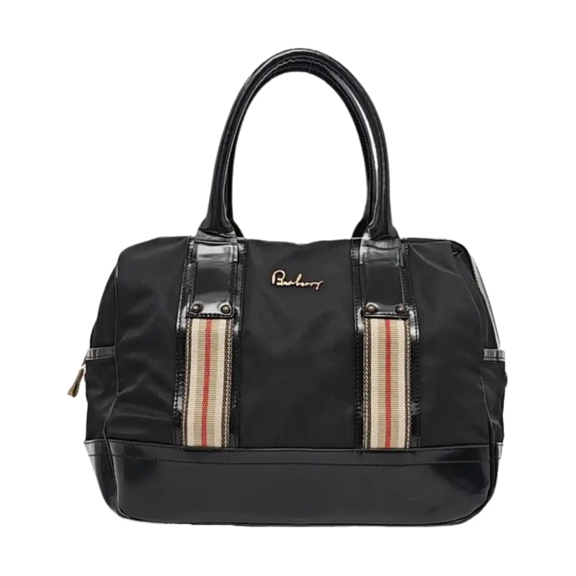 BURBERRY Tote bag Black Nylon Stud Handbag Golden hardware-(SKU)-960194301