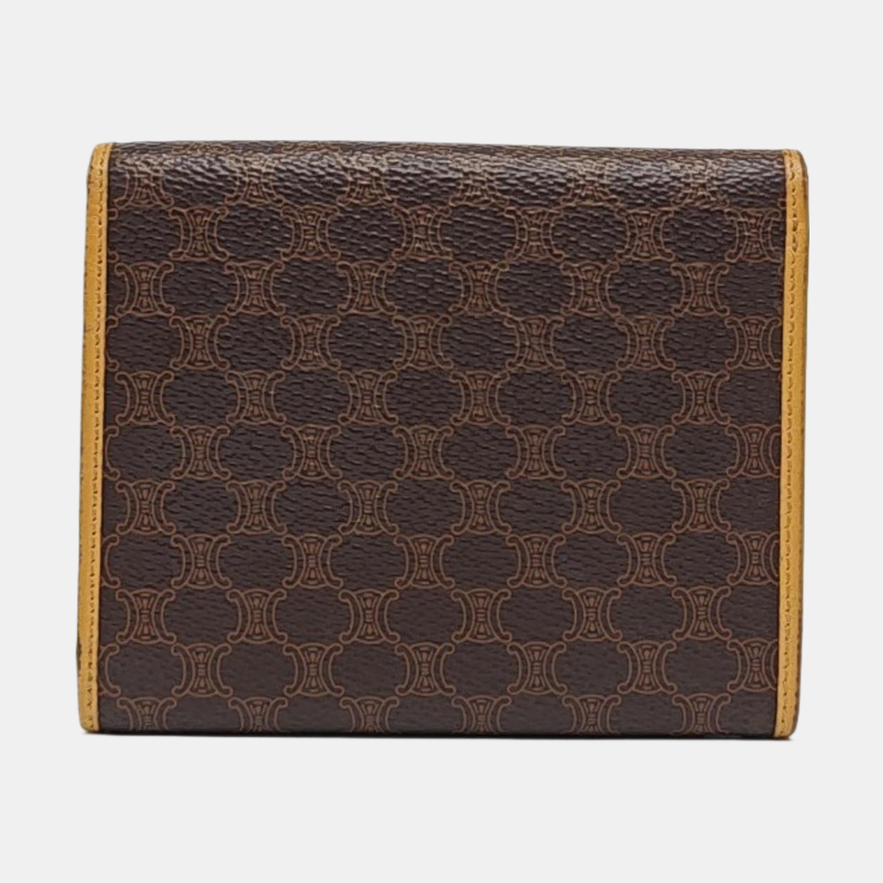 CELINE Dark Brown Coated Canvas Triumph Wallet Golden hardware-(SKU)-960315829