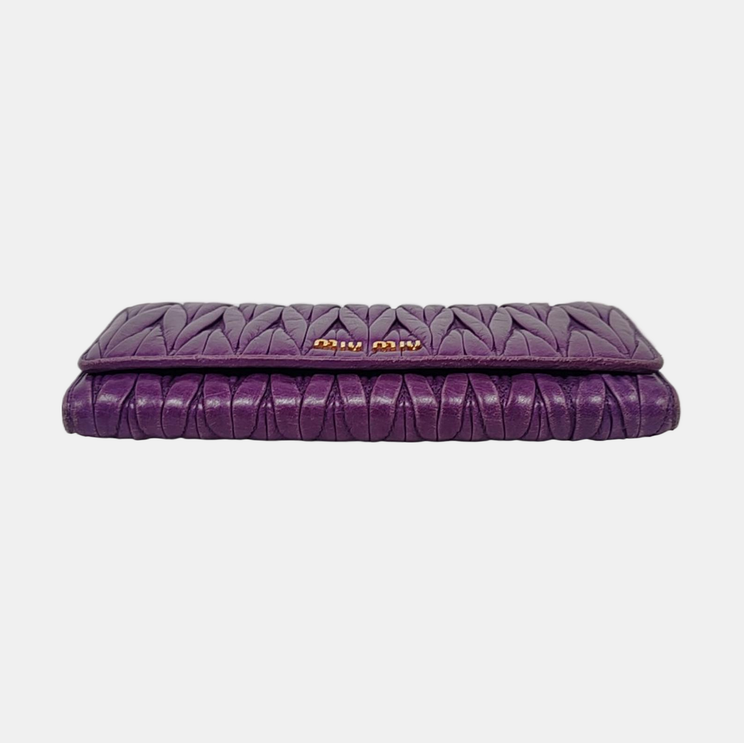 Miu Miu Purple Calf Leather Quilted Wallet Golden hardware Sub-bag-(SKU)-960261981