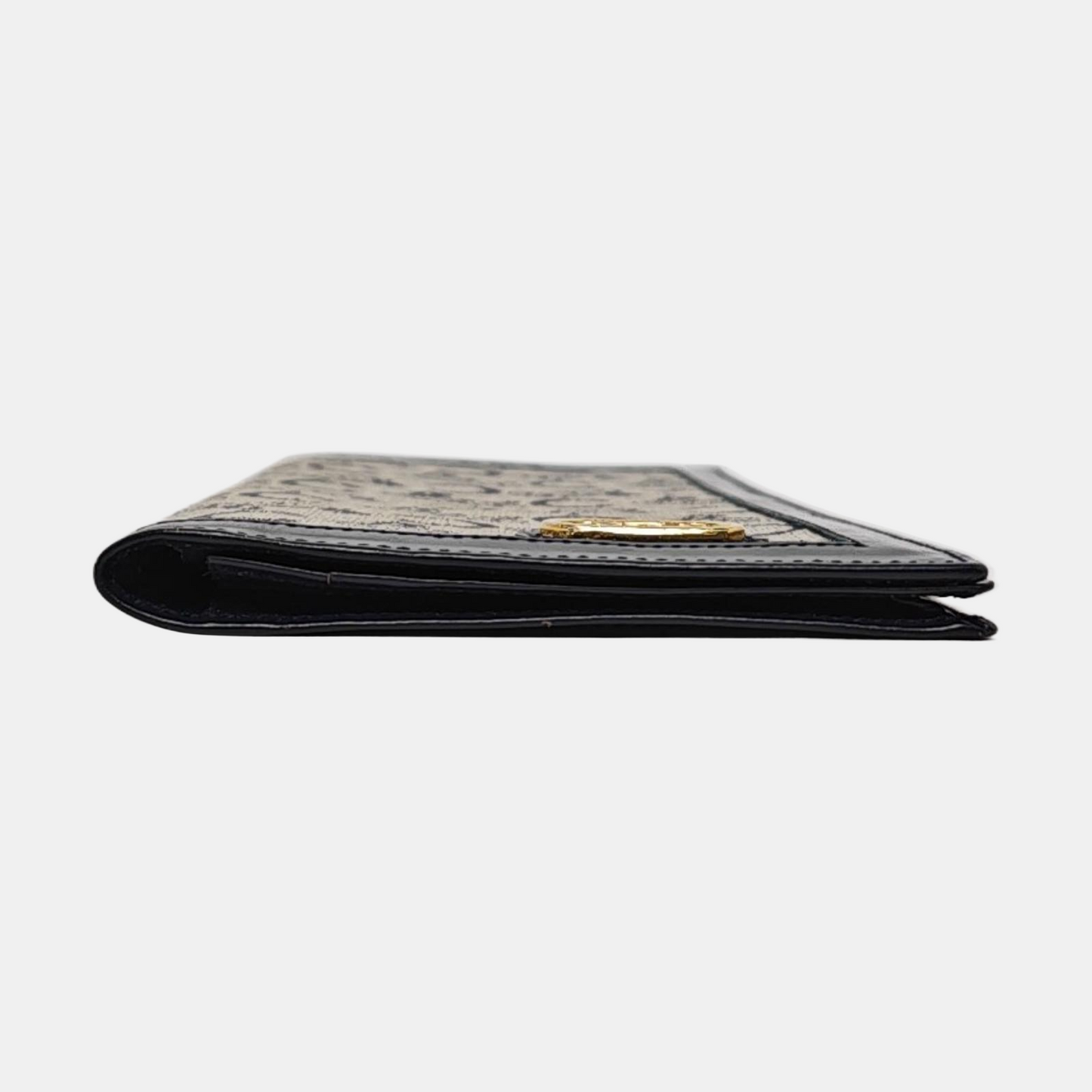 CELINE Dark Blue Canvas Embossed Wallet Golden hardware-(SKU)-960315940