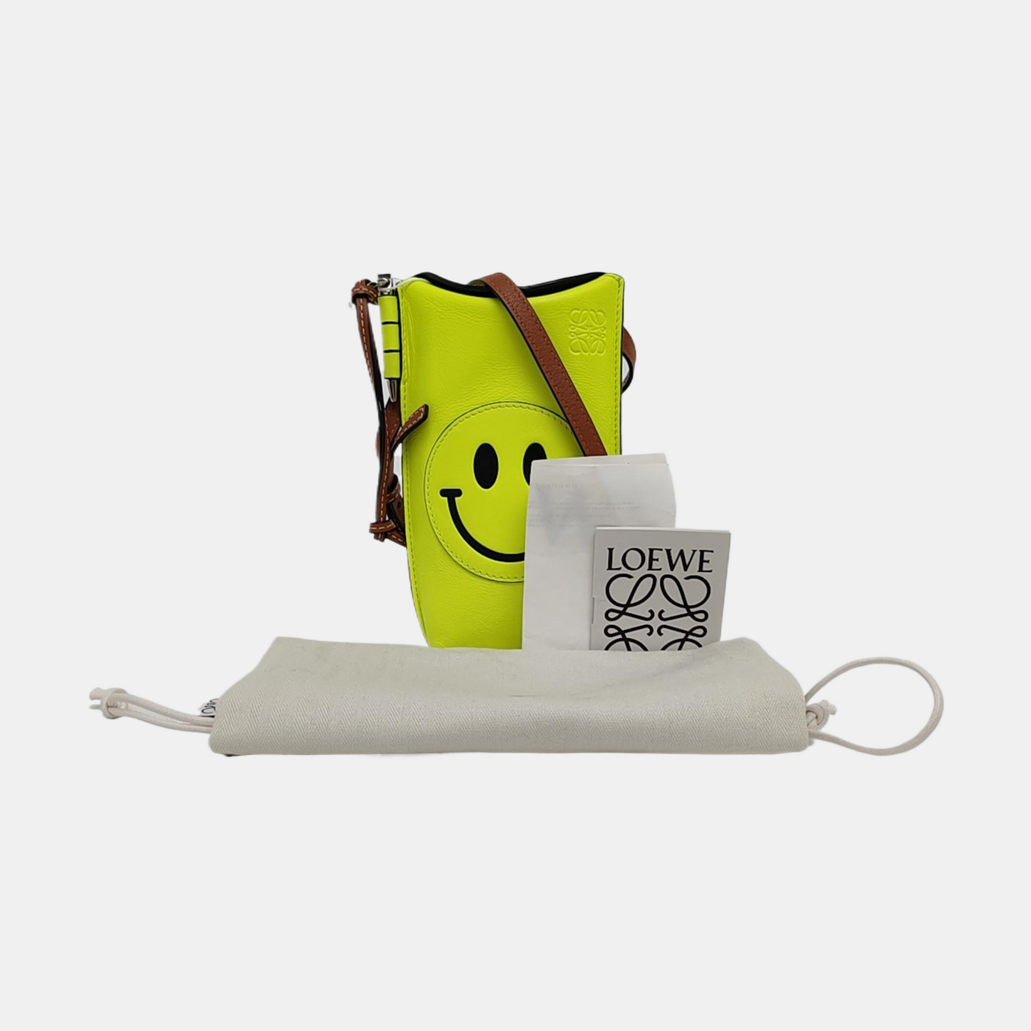 LOEWE Gate Yellow Cowhide Single Shoulder Handbag Crossbody Bag Silver Hardware-(SKU)-960260955