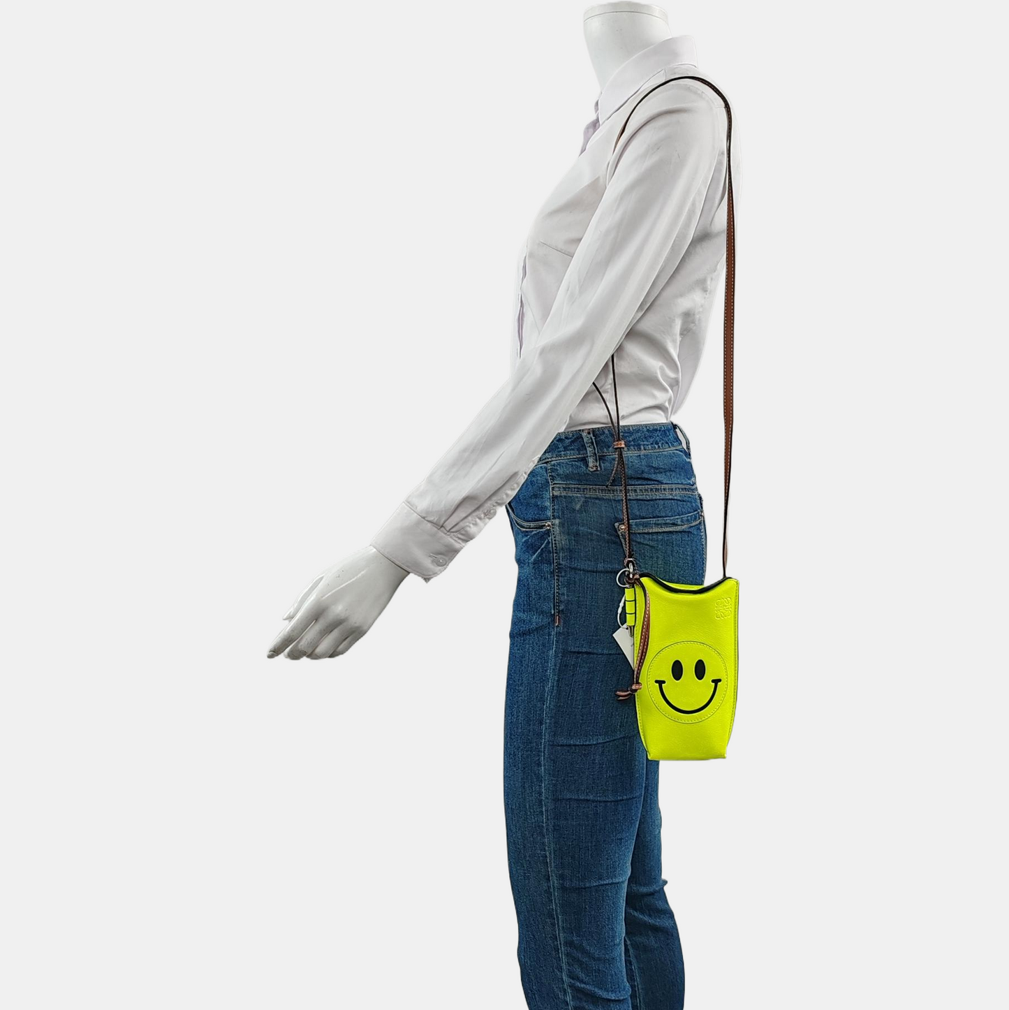 LOEWE Gate Yellow Cowhide Single Shoulder Handbag Crossbody Bag Silver Hardware-(SKU)-960260955