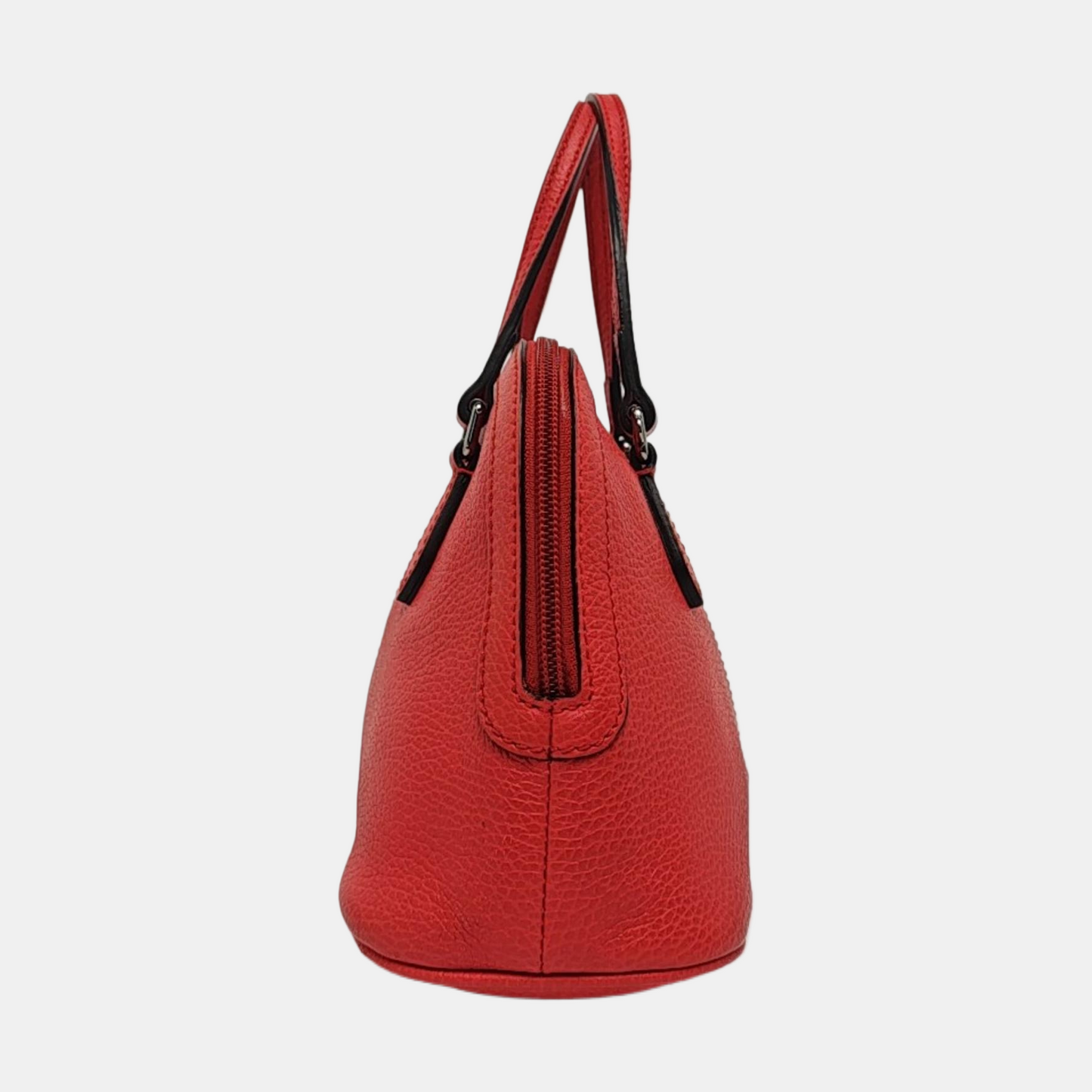 GUCCI DOME Red Cow Leather Striped Strap Single Shoulder Bag Handbag Crossbody Bag Silver Hardware Removable shoulder strap-(SKU)-960336464
