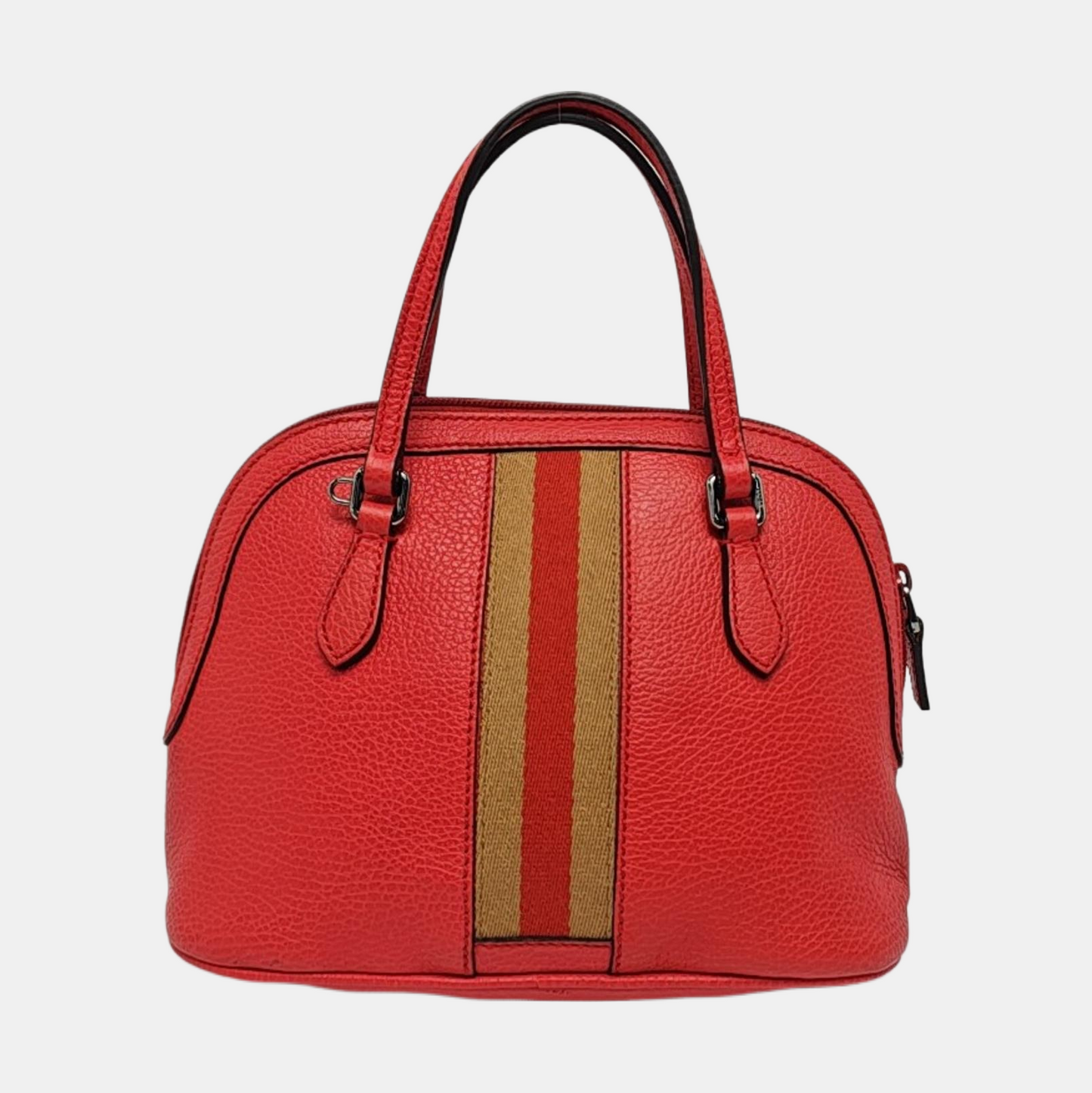 GUCCI DOME Red Cow Leather Striped Strap Single Shoulder Bag Handbag Crossbody Bag Silver Hardware Removable shoulder strap-(SKU)-960336464